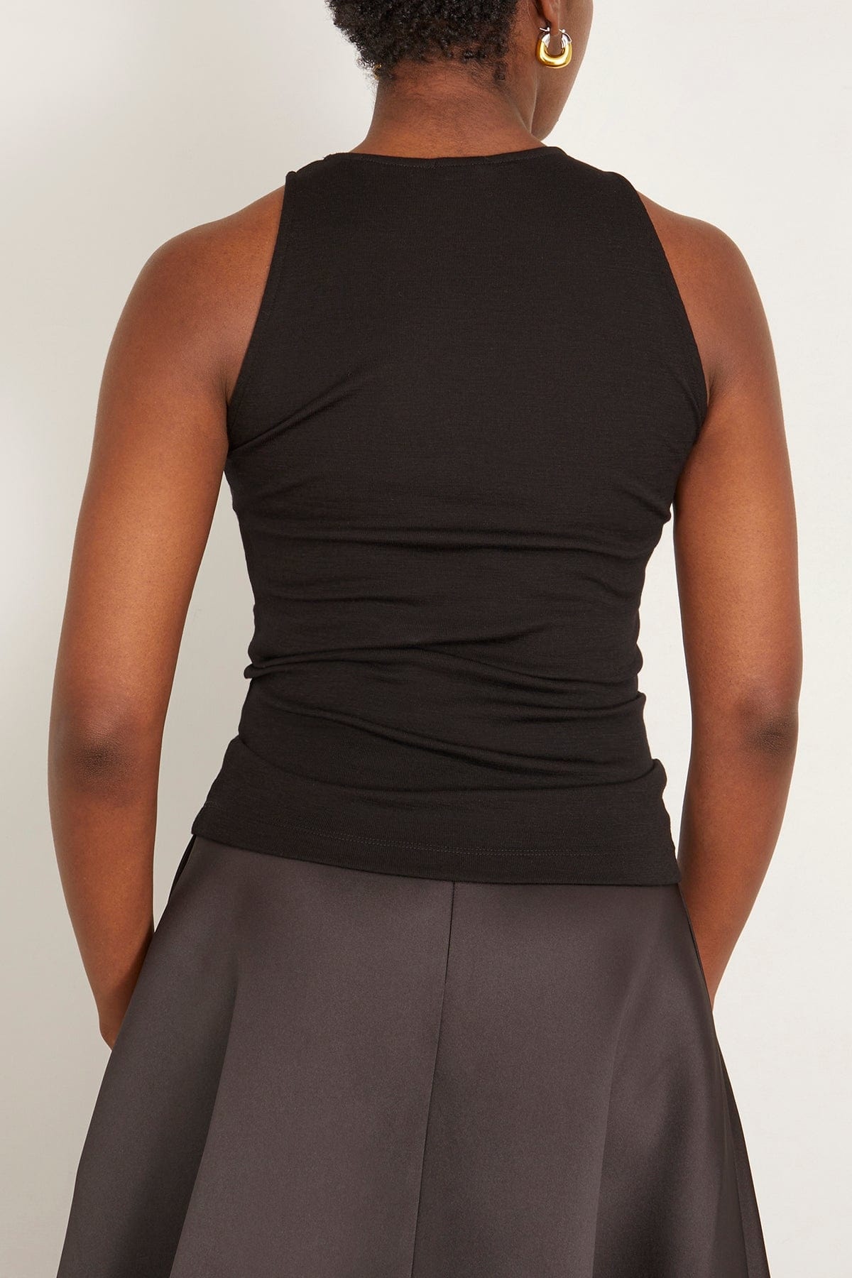 Fine Wool Tank Top in Black - 4
