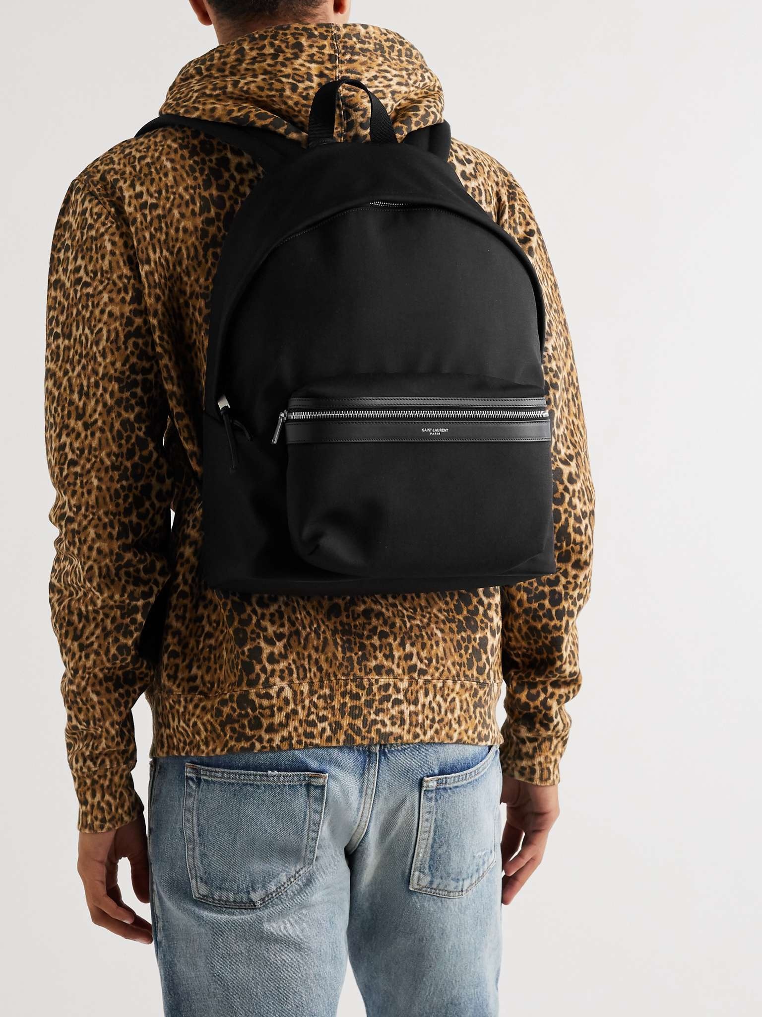 Leather-Trimmed Canvas Backpack - 2