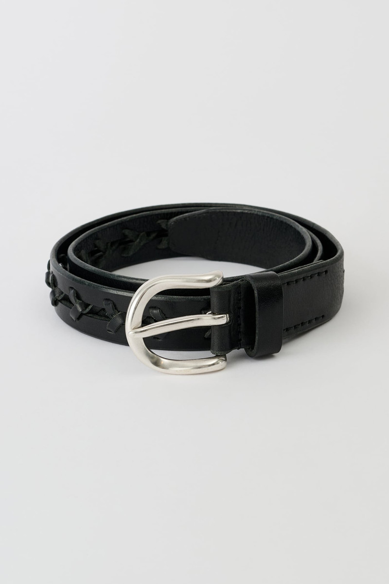 Plait Belt Flecking Black Leather 1