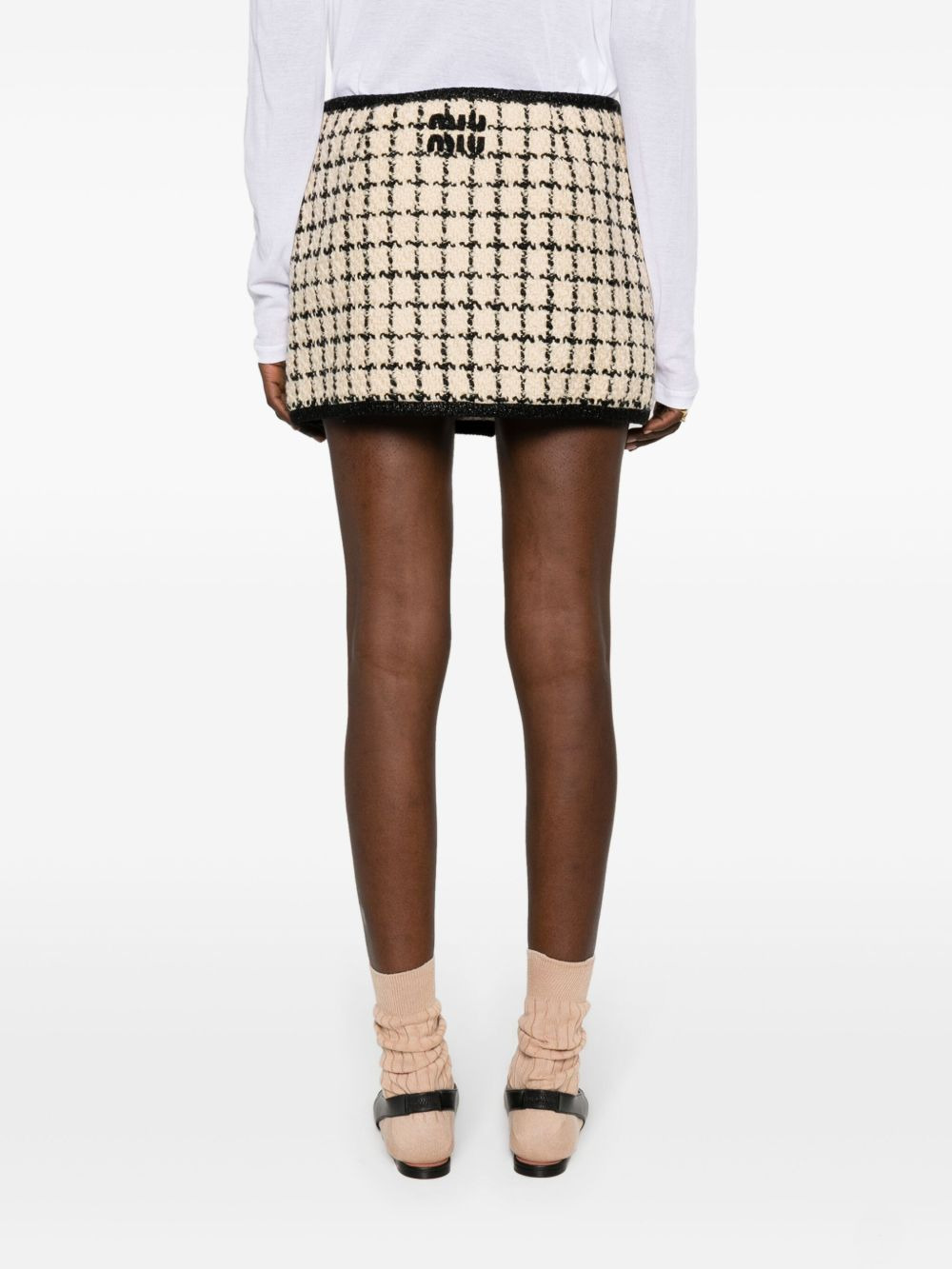 check-pattern tweed miniskirt - 4
