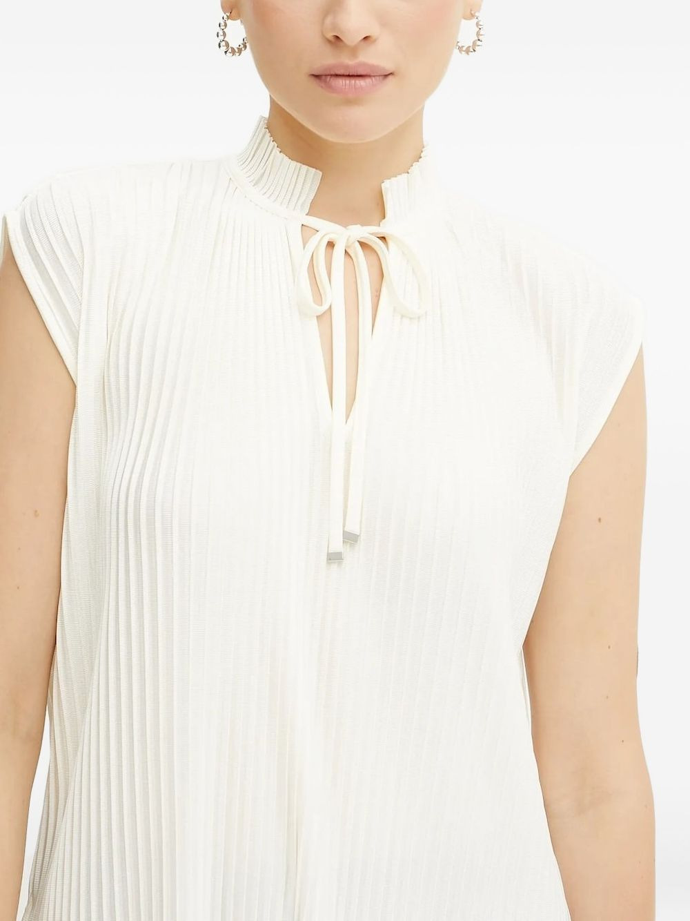pleated tie-neck top - 3