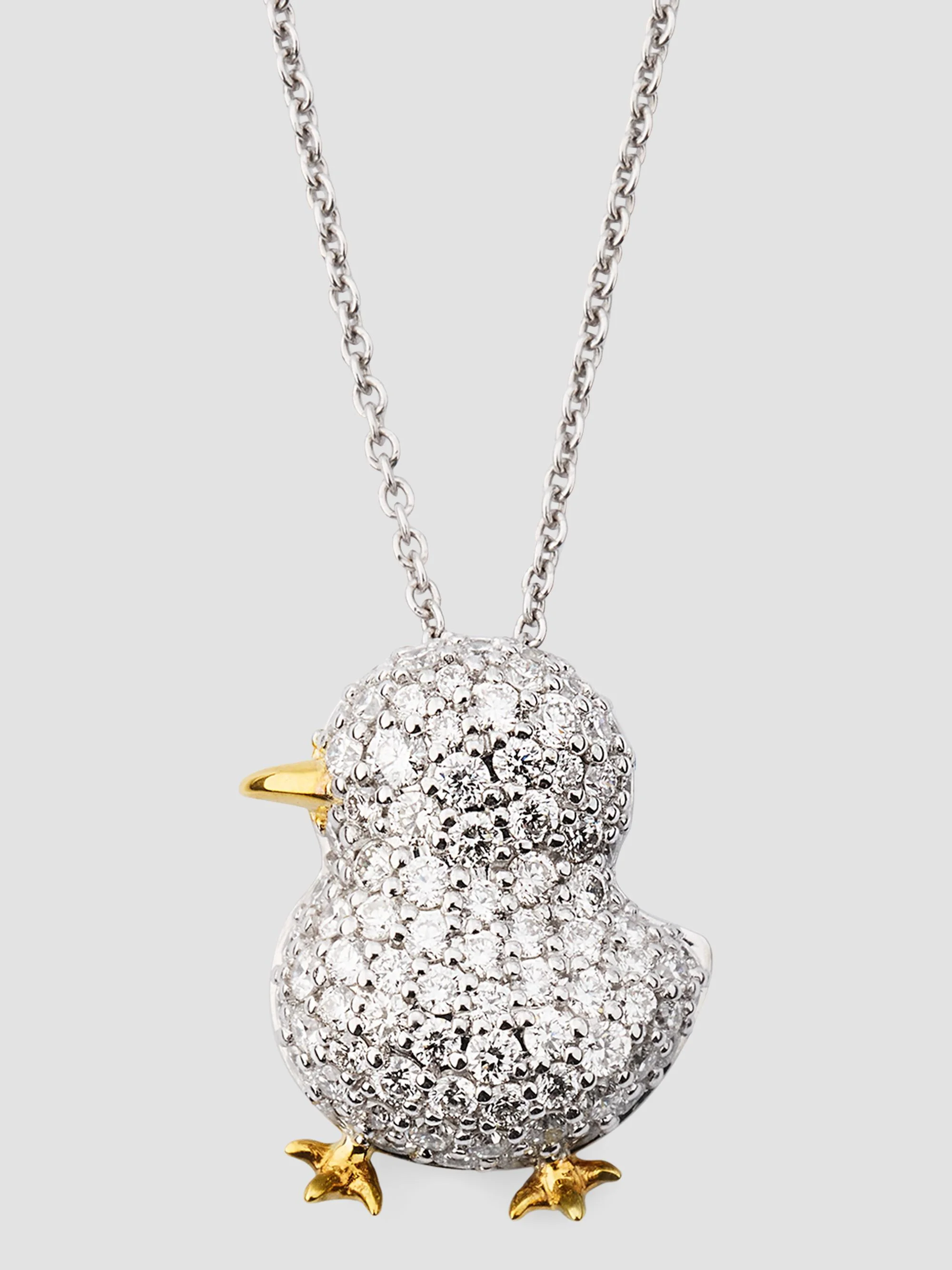 Women's 18K Two-Tone Gold & 0.78 TCW Diamond Chick Pendant Necklace - White Yellow Gold - 1