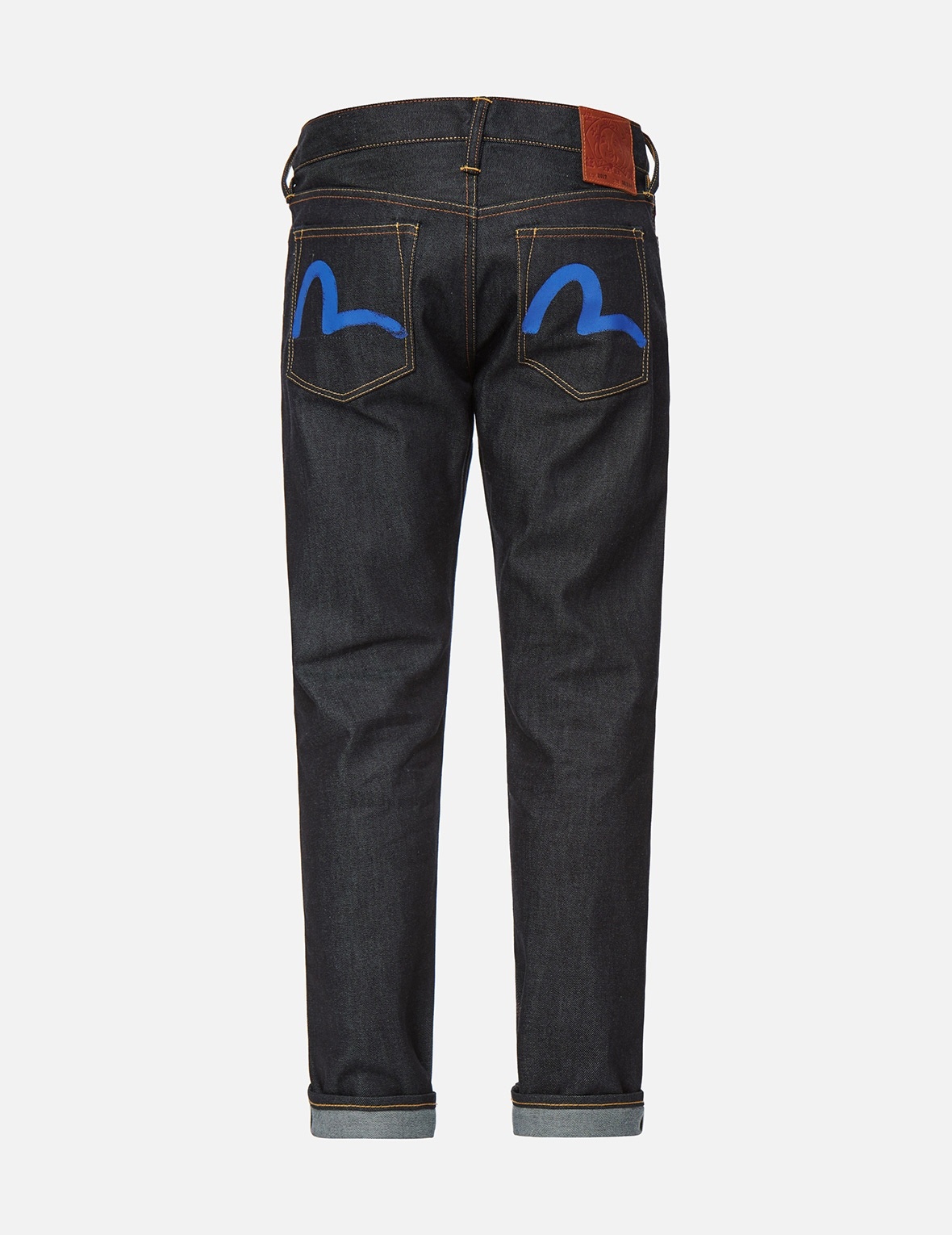 WASH-EFFECT SEAGULL PRINT CARROT FIT RAW DENIM JEANS #2017 - 2