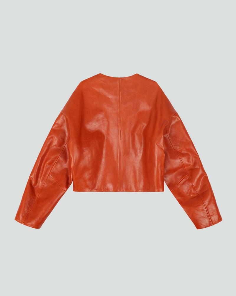 entire studios ARCED LEATHER JACKET COPPER outlook