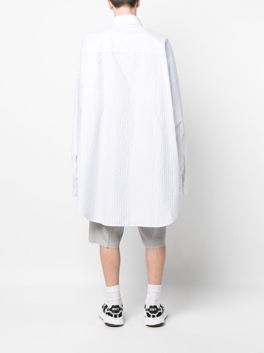 numbers-motif long-line shirt - 4