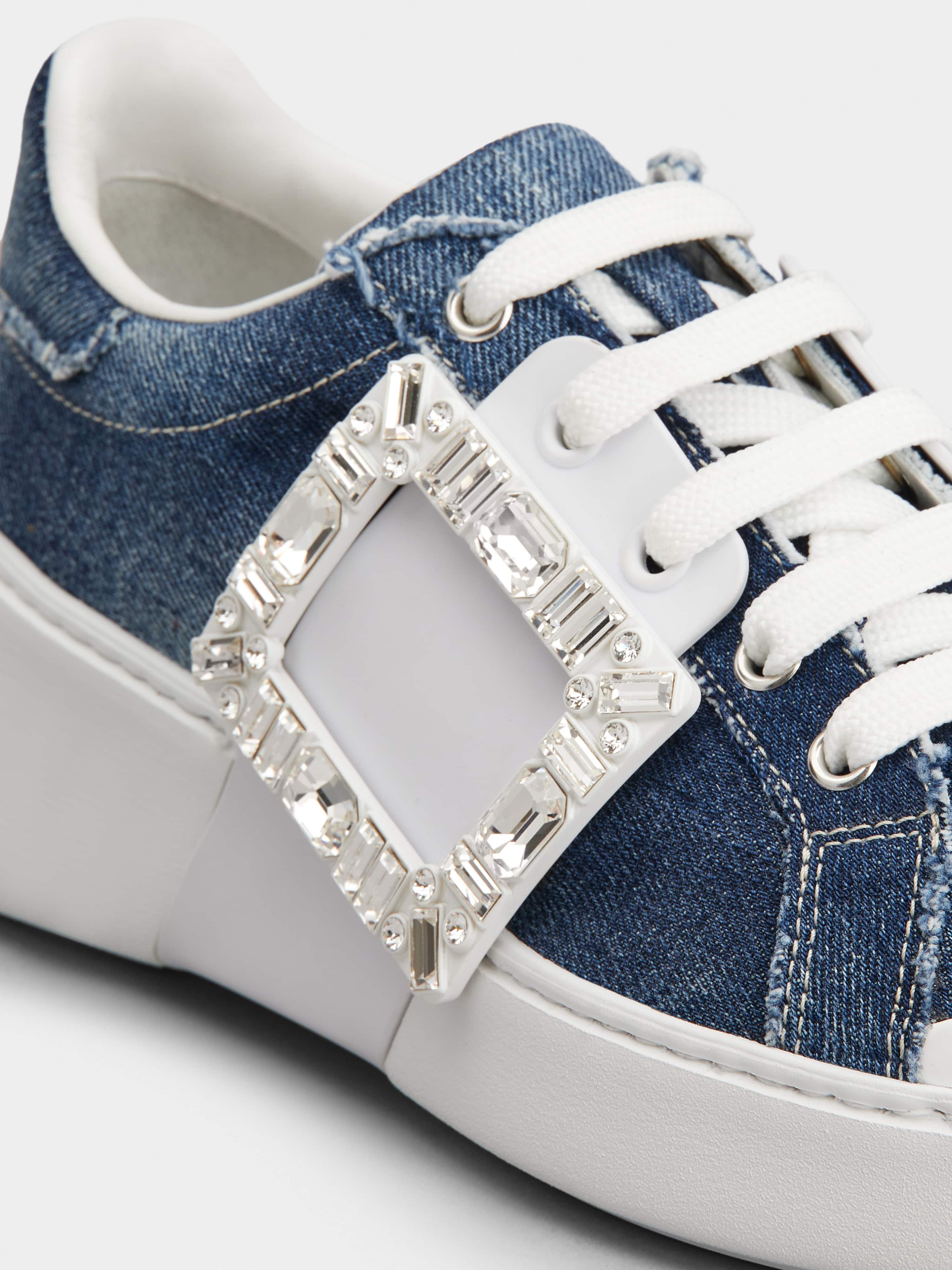 Viv' Skate Strass Buckle Sneakers in Denim - 3