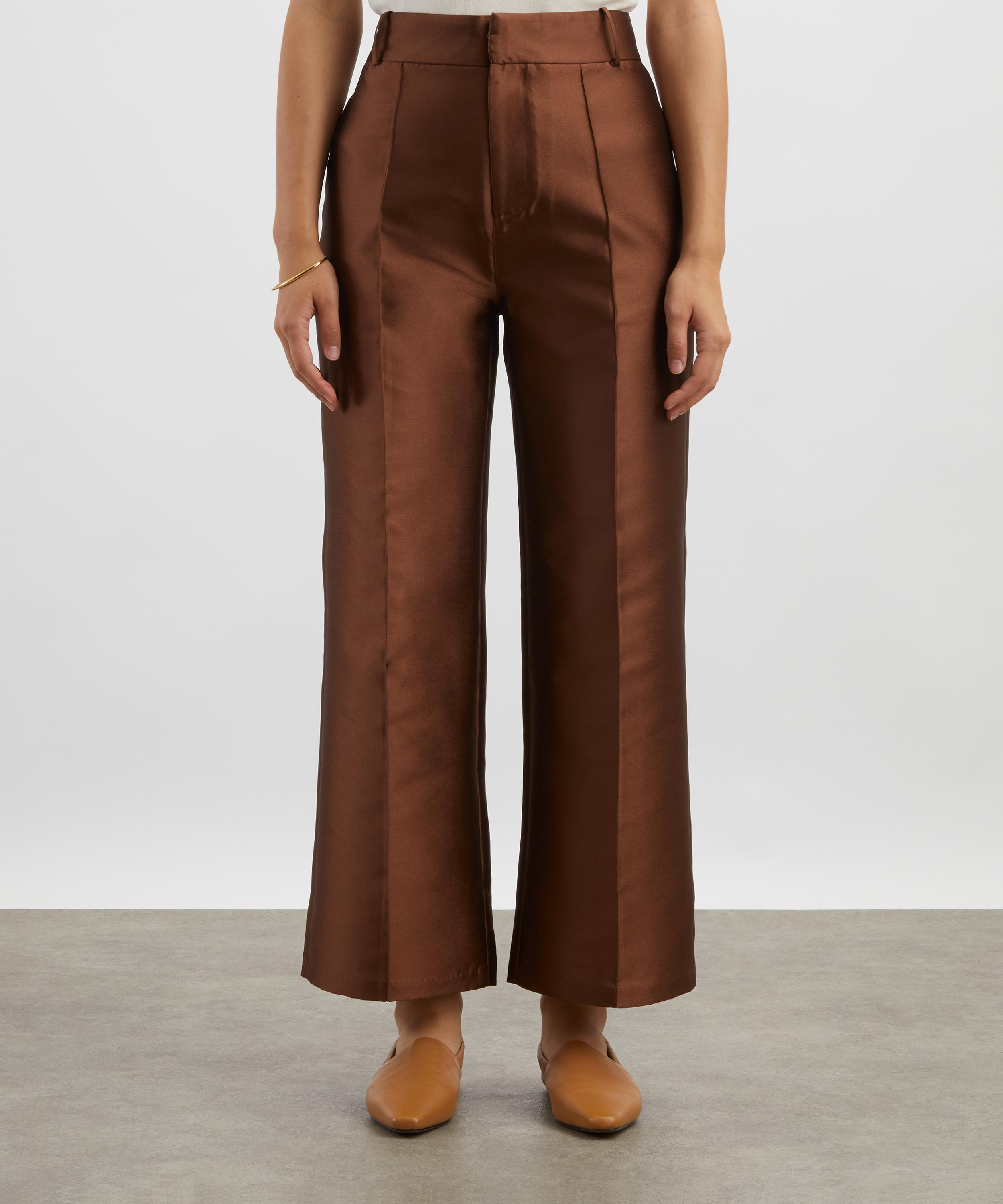 Yoshitomo Cappuccino Silk-Blend Trousers - 3