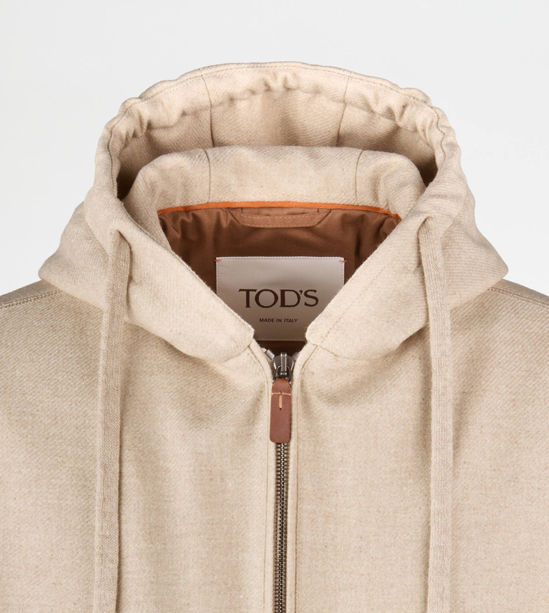 HOODED BOMBER JACKET IN WOOL - BEIGE 7
