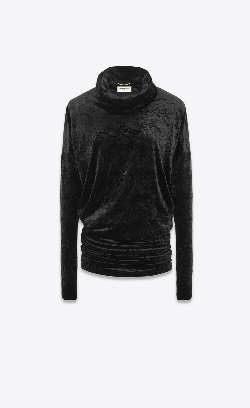 high-neck top in velvet - 1