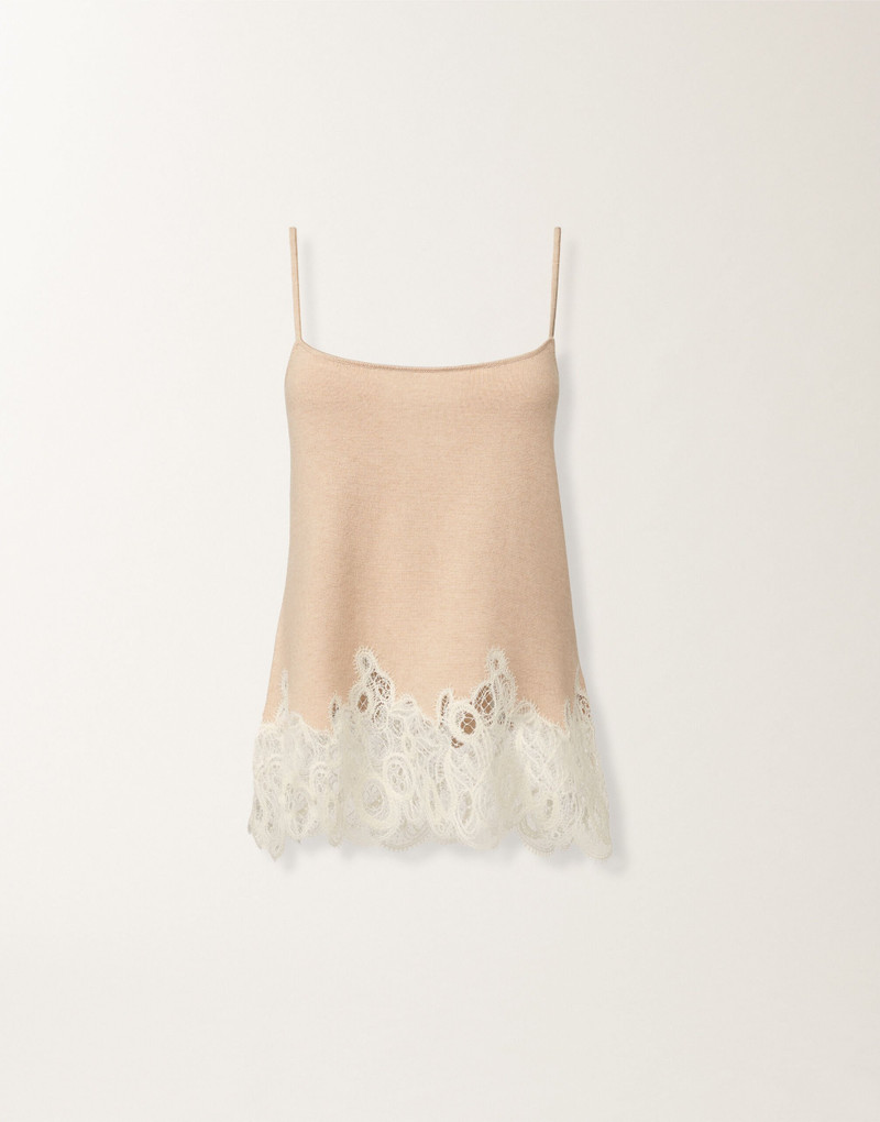Platinum lingerie top with macramé lace 1