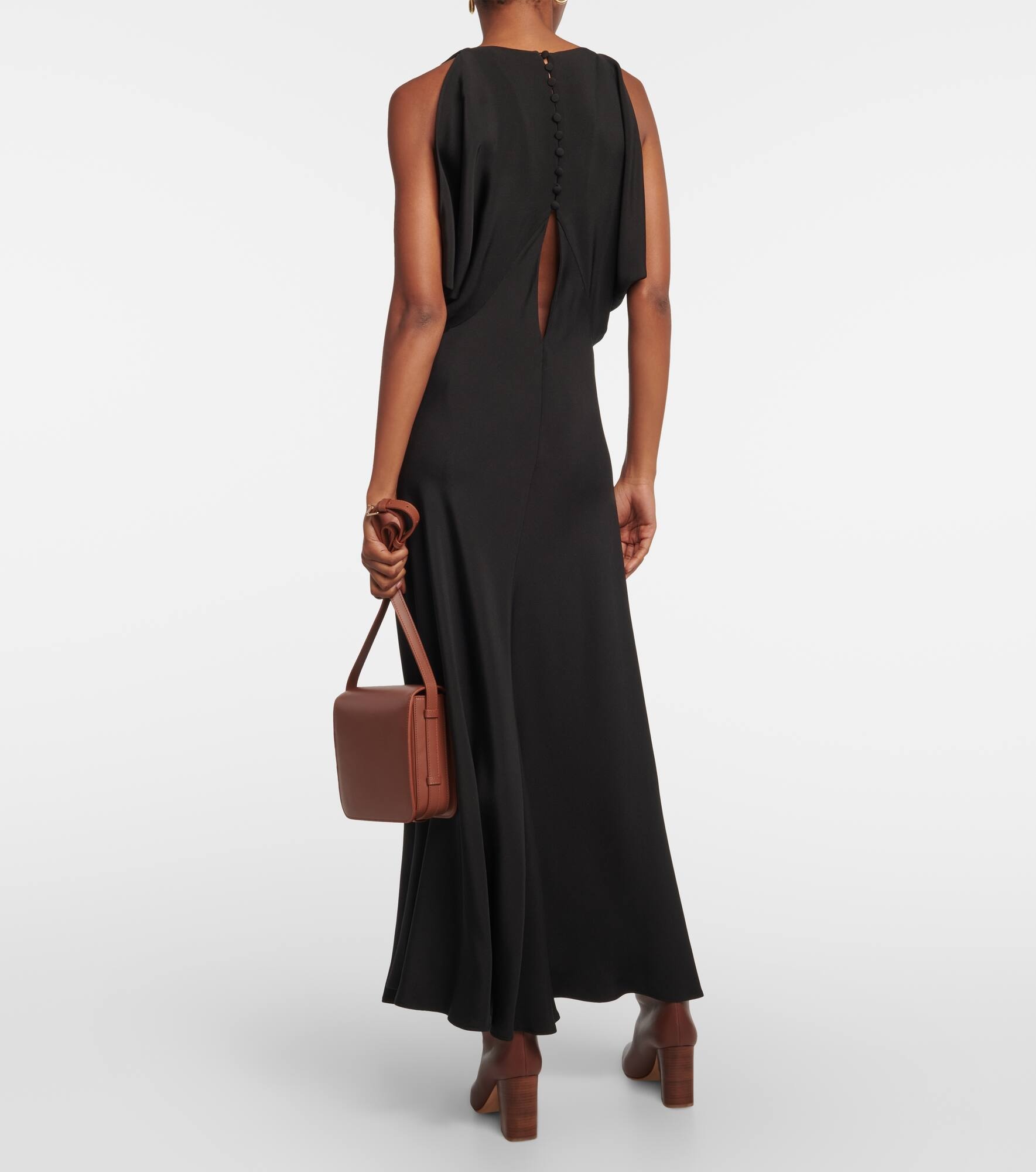 Flared silk maxi dress - 3