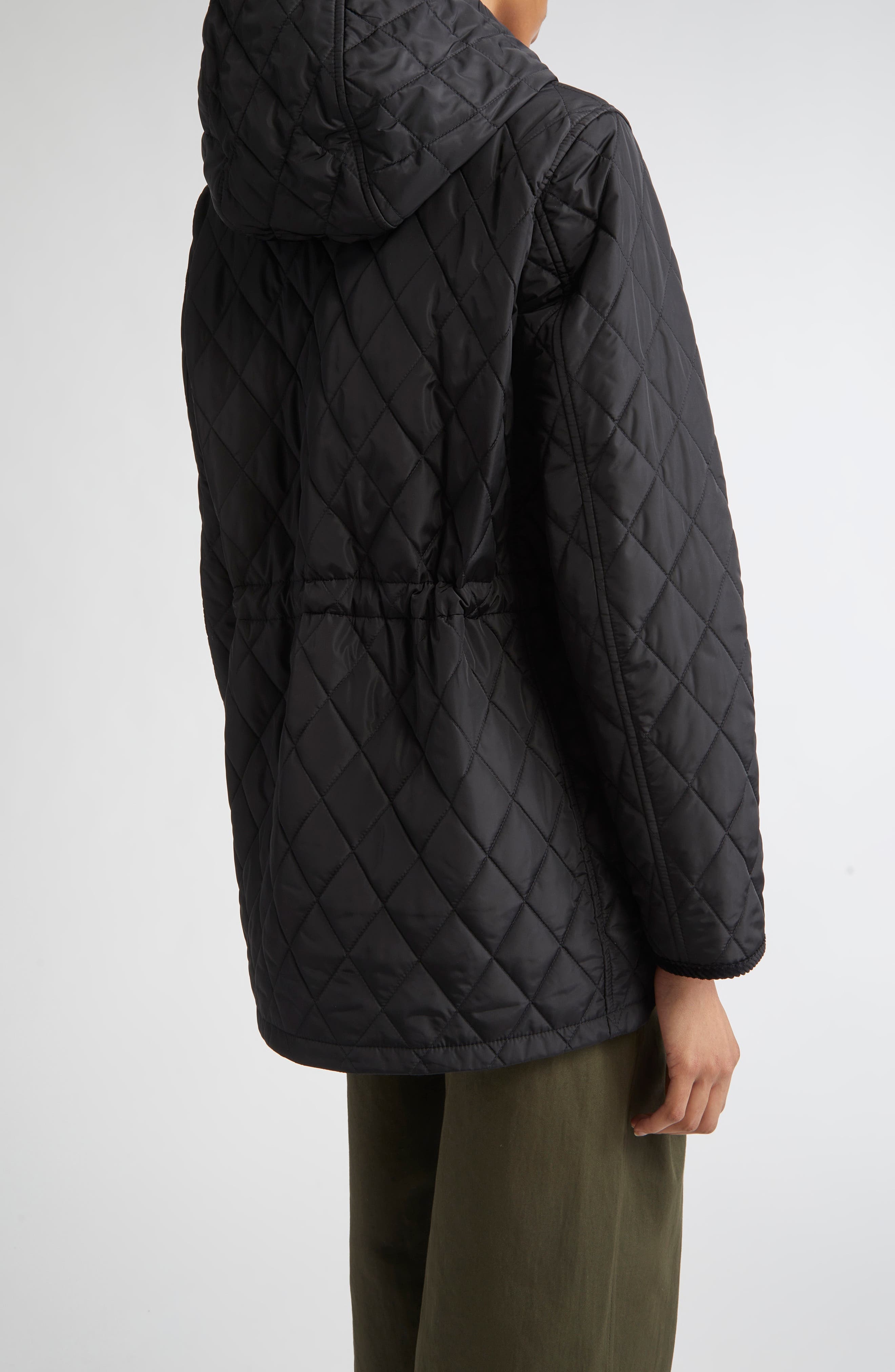 burberry Bromley Hooded Quilted Jacket in Black/Sand Ip Check at Nordstrom - 2