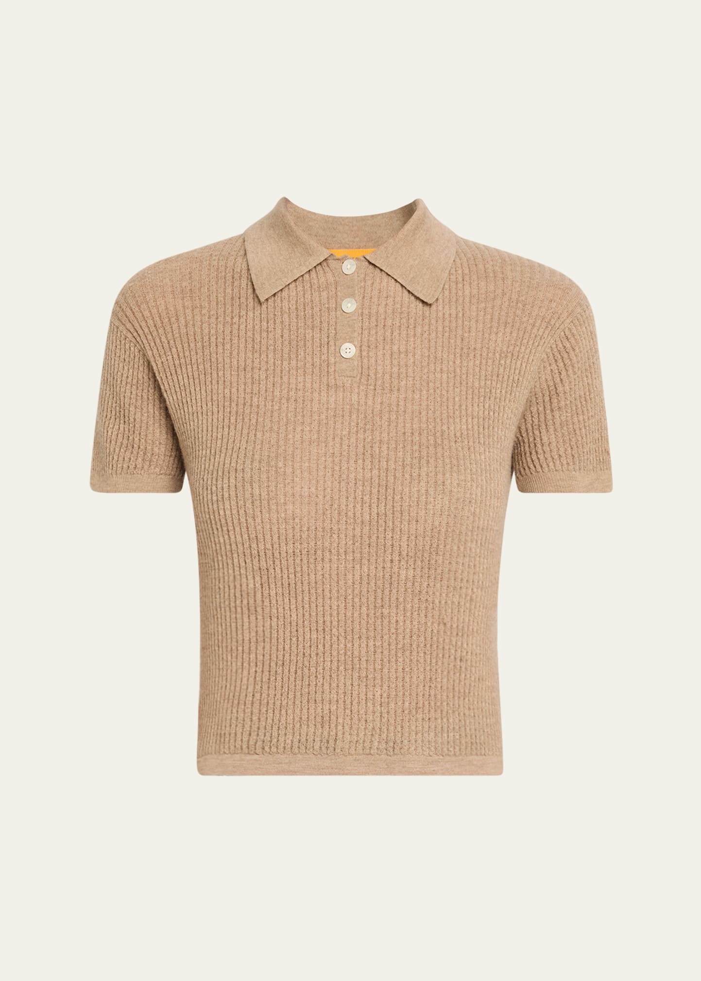 Cashmere Short-Sleeve Shrunken Polo Sweater - 1