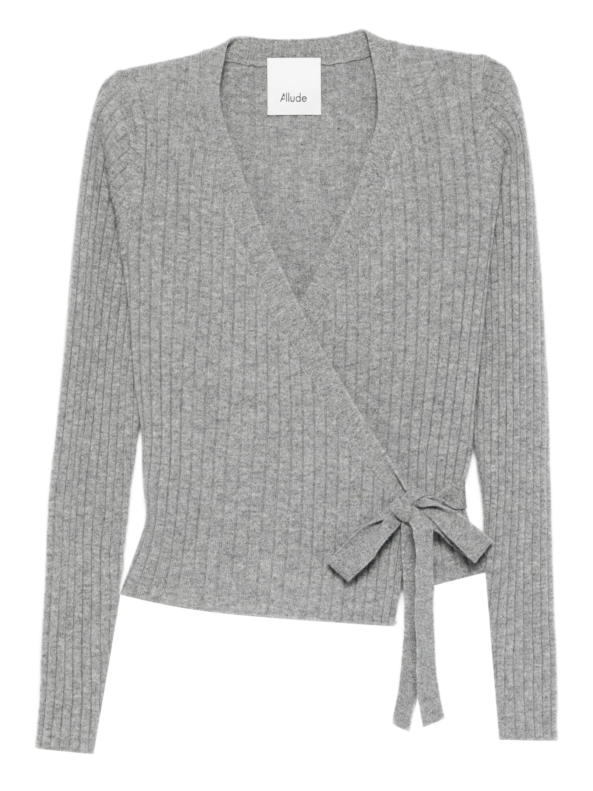 Allude Ribbed Self-tie Cardigan - 1