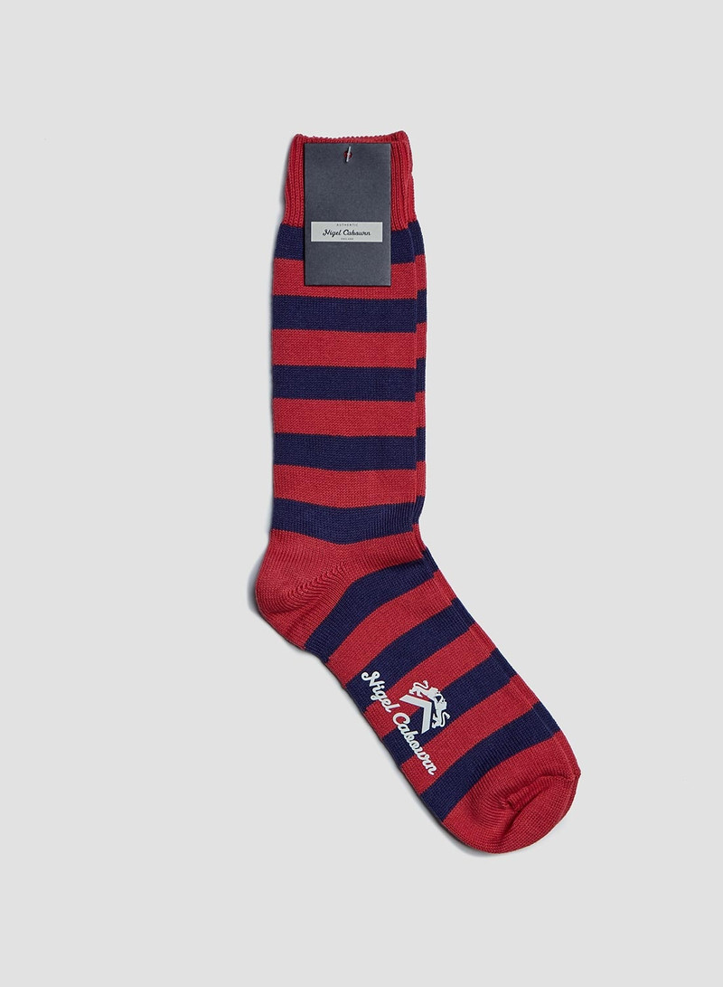 Cotton Stripe Socks in Blue/Red 1