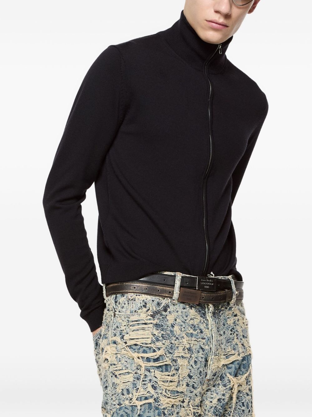 high-neck zip-up cardigan - 5
