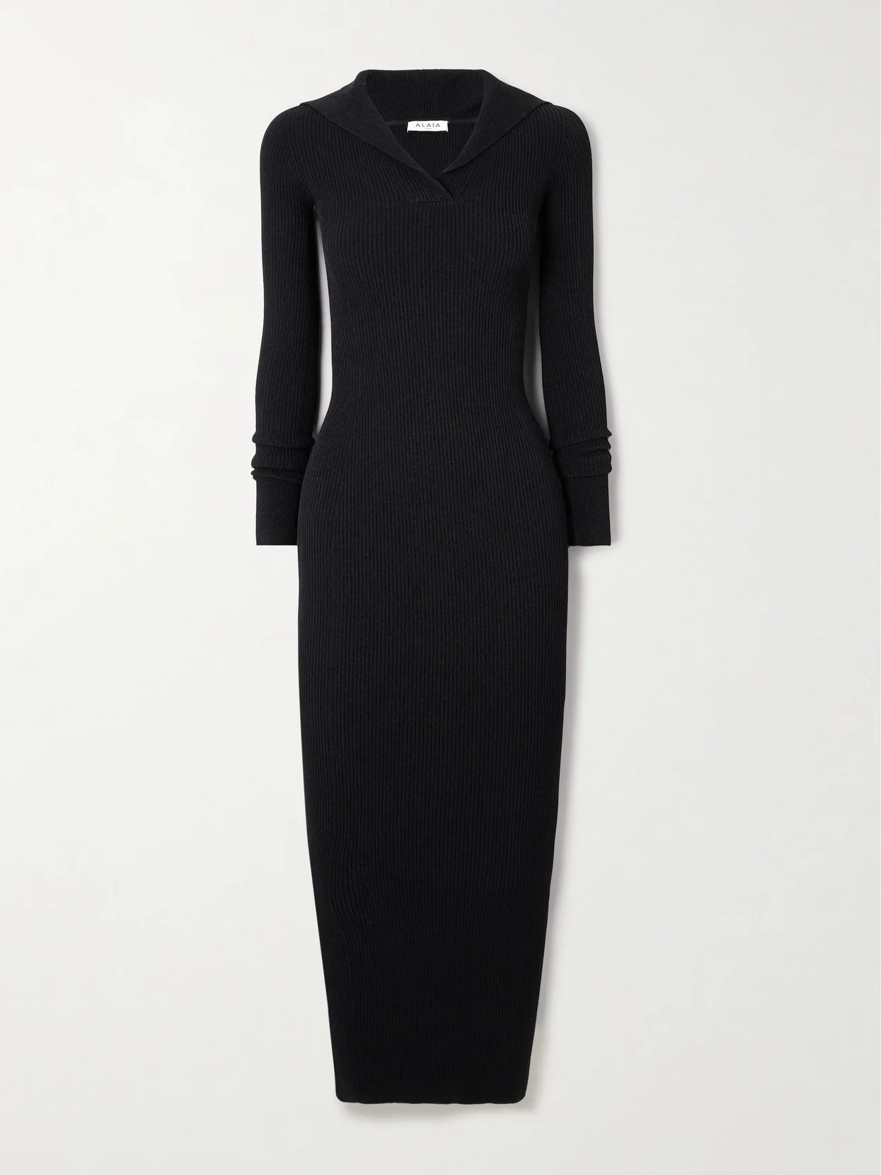 Hooded Ribbed-knit Midi Dress - 1