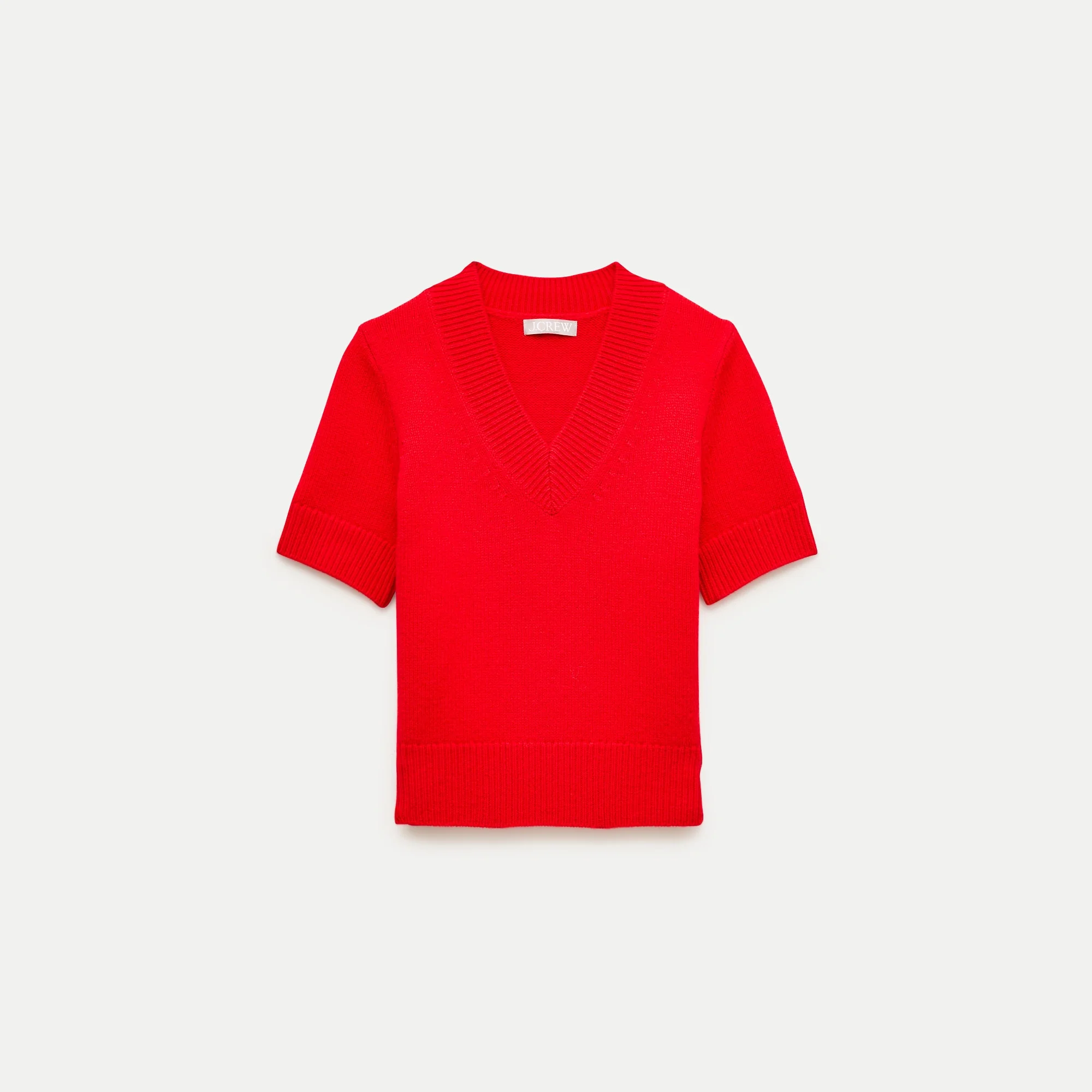 Short-sleeve V-neck sweater in vintage wool - 1