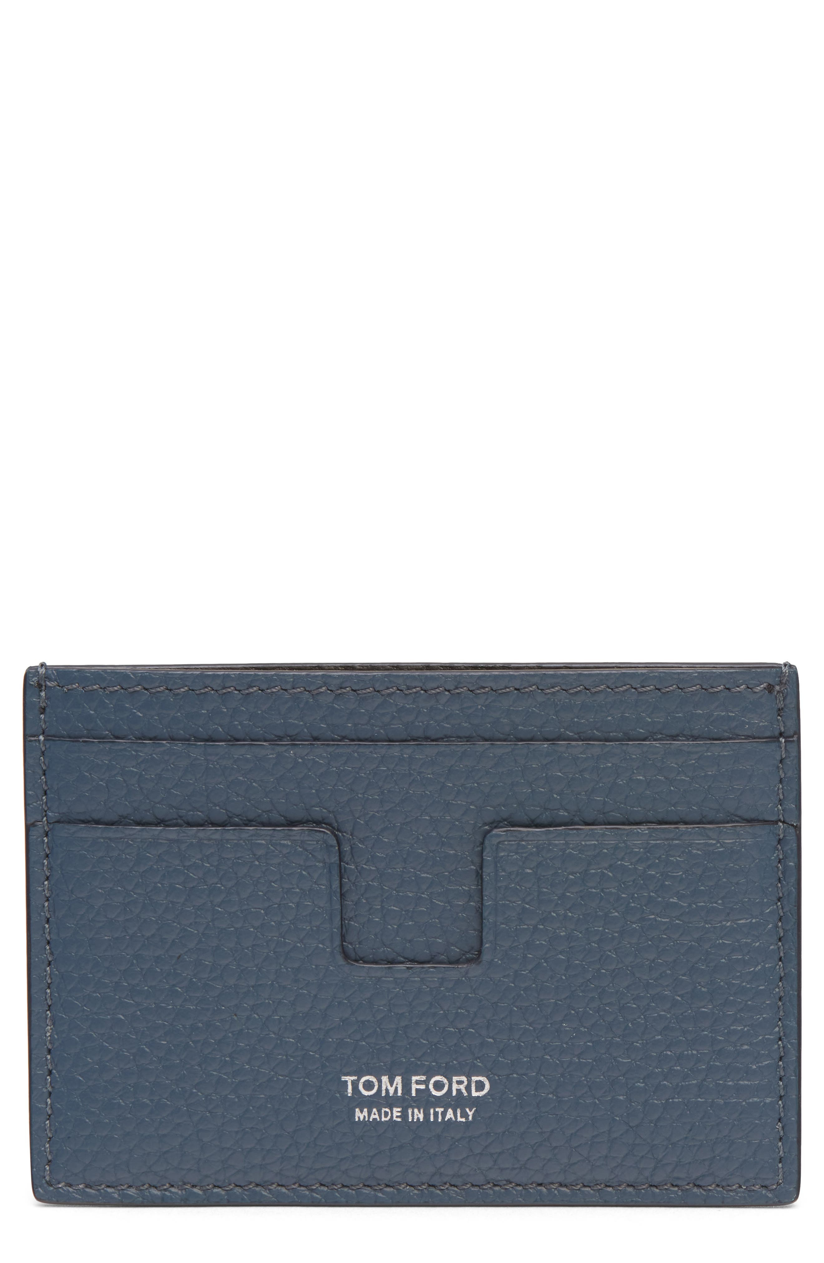 TOM FORD T-Line Soft Grain Leather Card Holder with Money Clip in 1L059 Indigo at Nordstrom - 1