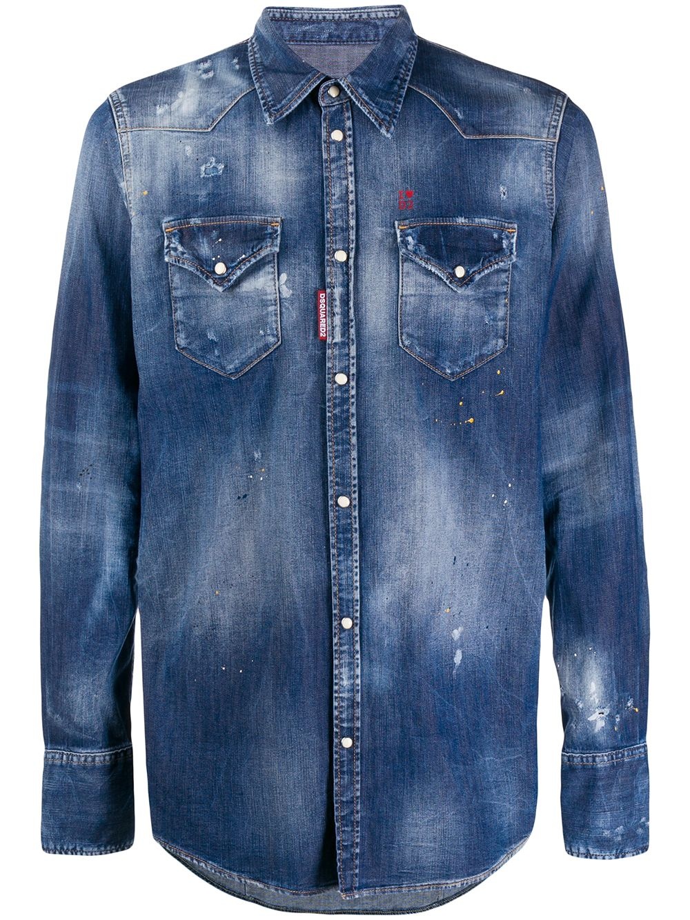 distressed effect denim shirt - 1