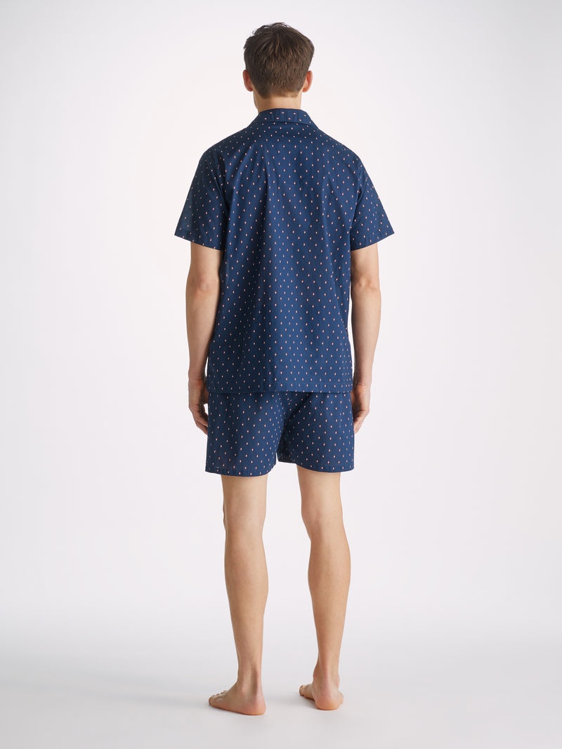 Men's Short Pyjamas Nelson 96 Cotton Batiste Navy - 4