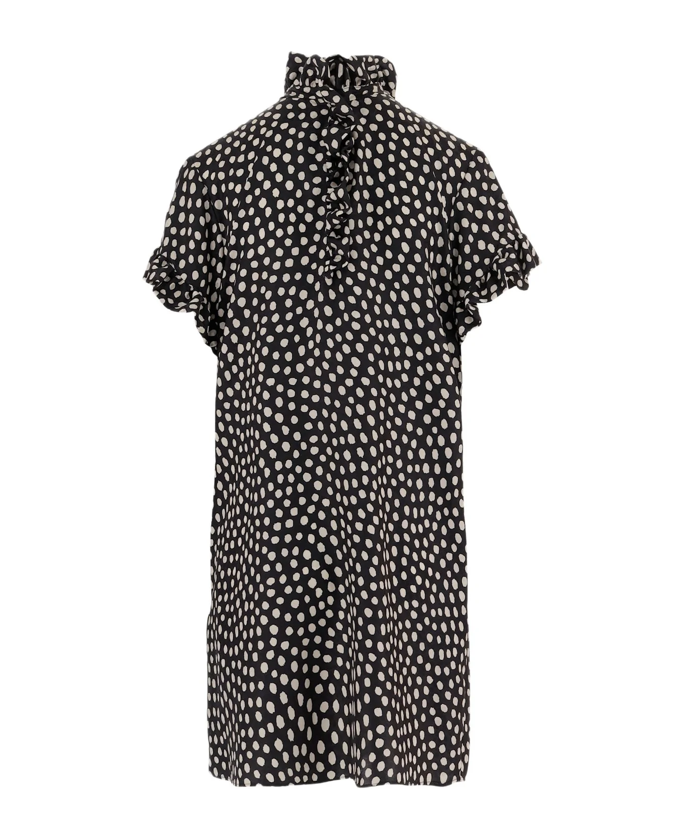 Short-sleeved Silk Jacquard Mini Dress - 1