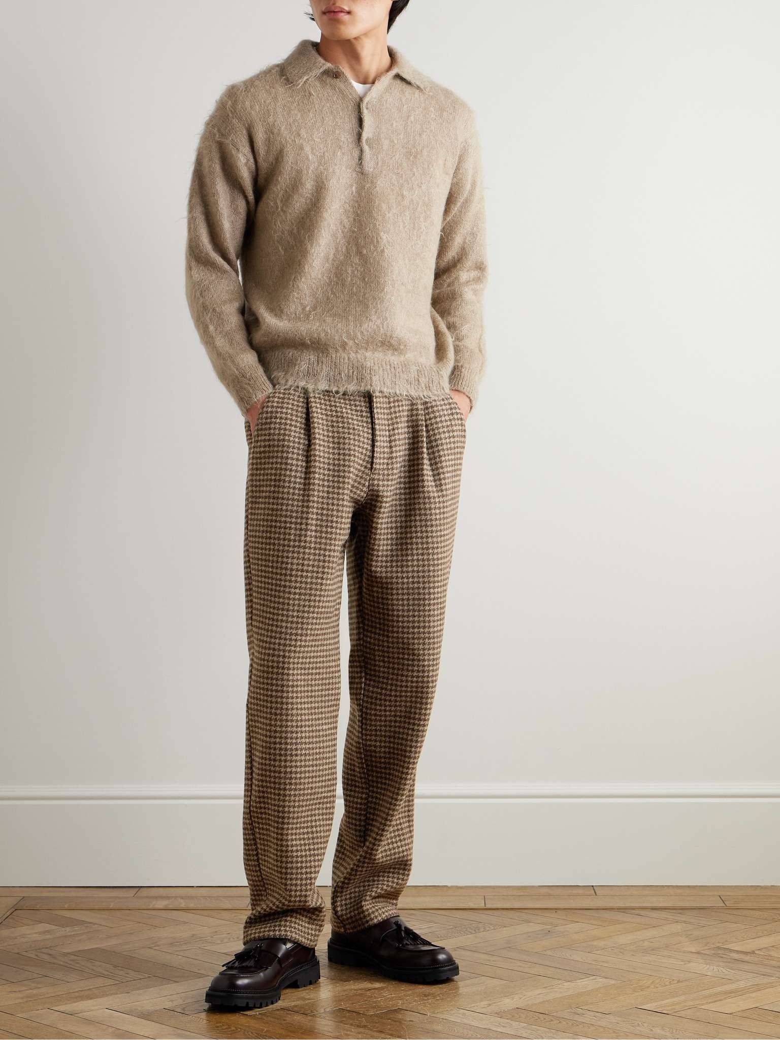 Morton Straight-Leg Pleated Houndstooth Wool Trousers - 2