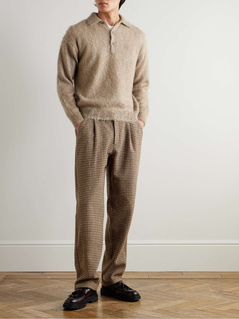 Oliver Spencer Morton Straight-Leg Pleated Houndstooth Wool Trousers outlook