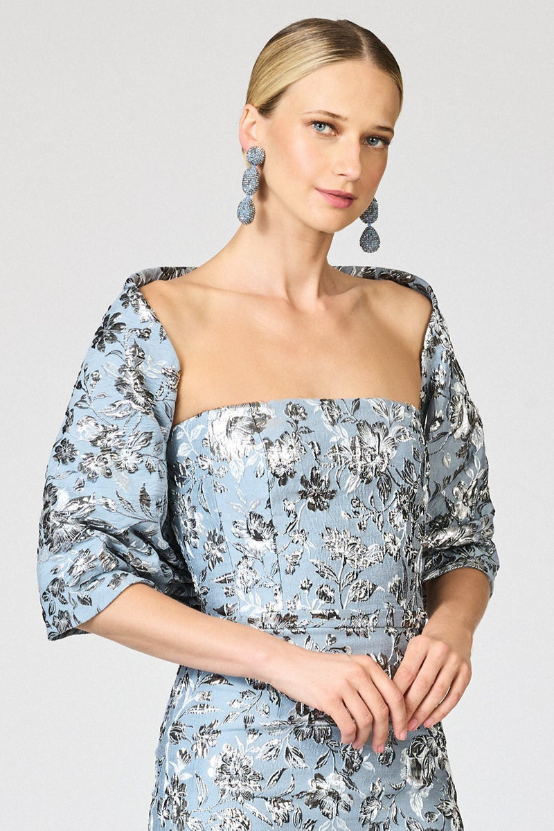 SACHIN & BABI METALLIC CLOQUE HUG SHAWL - PEWTER GARDENS outlook