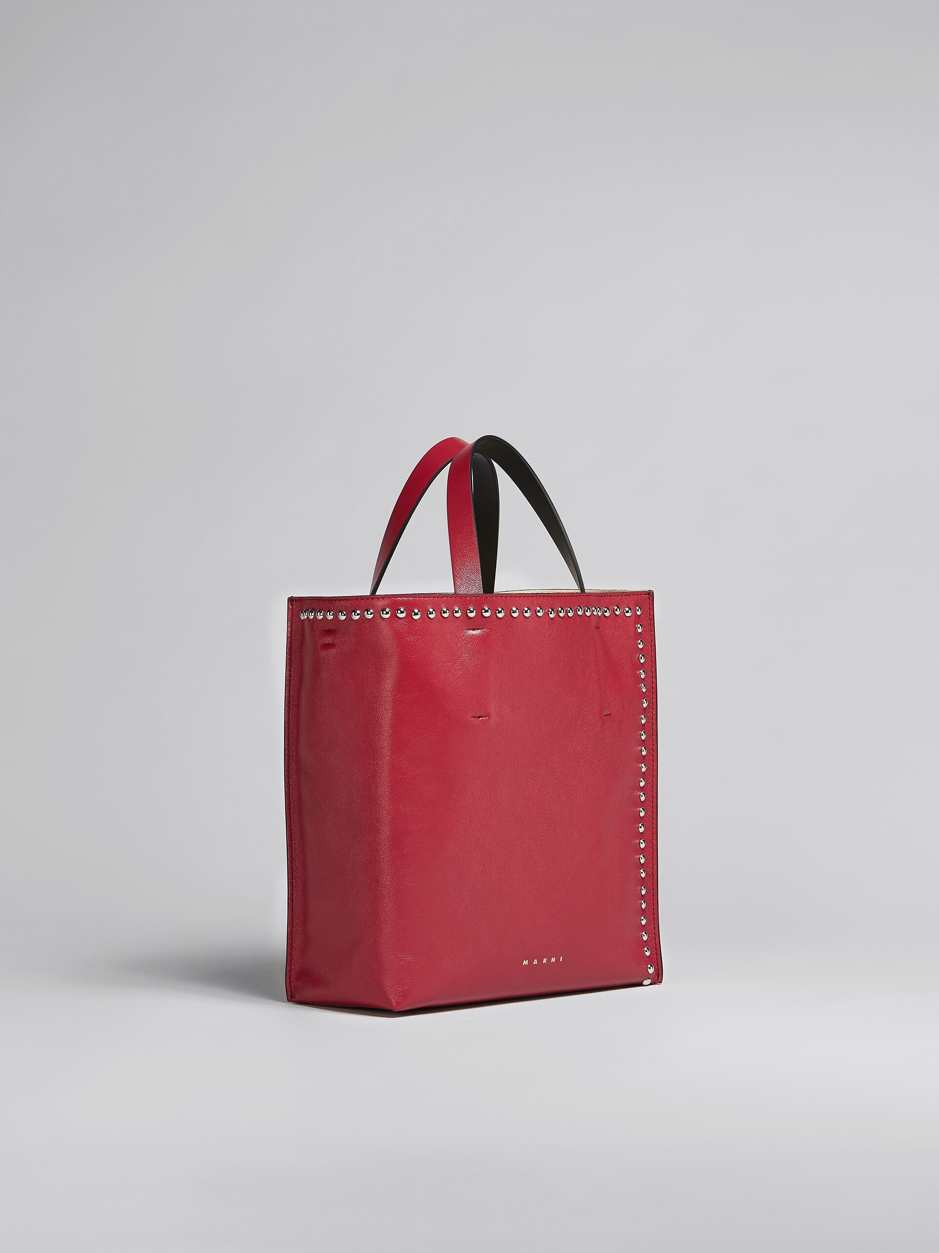 MUSEO SOFT SMALL BAG IN RED AND BLACK LEATHER WITH STUDS - 6