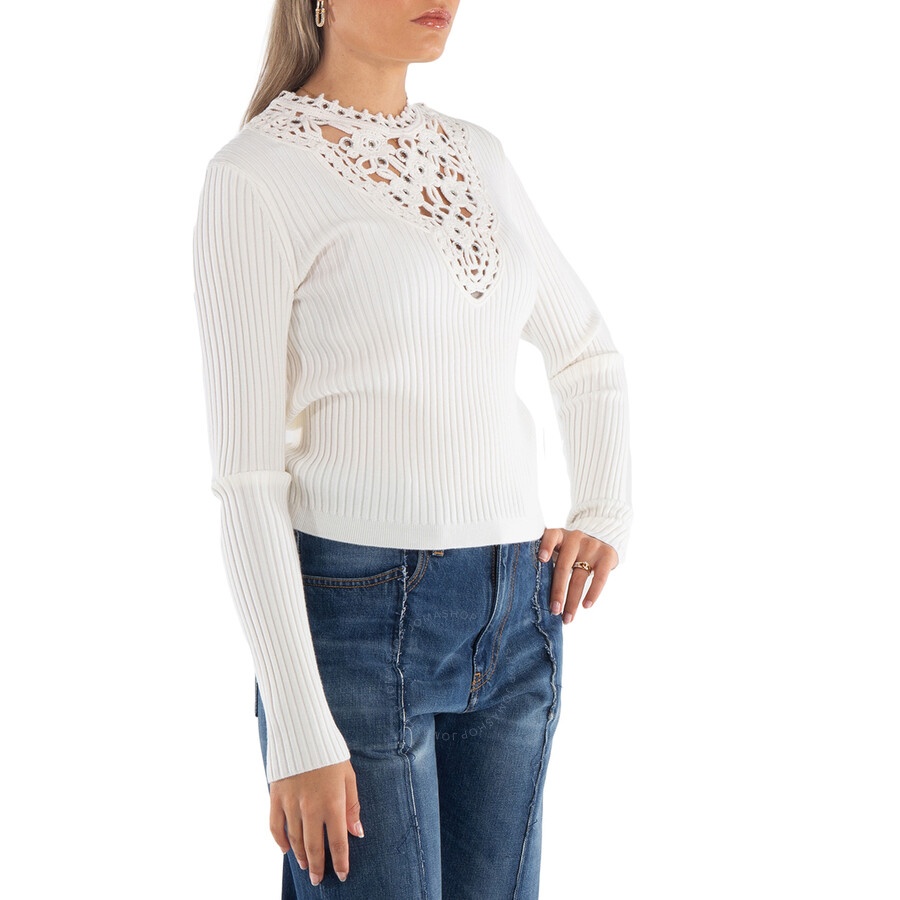 Rabanne Long Sleeve Floral Detail Knit Sweater - 5
