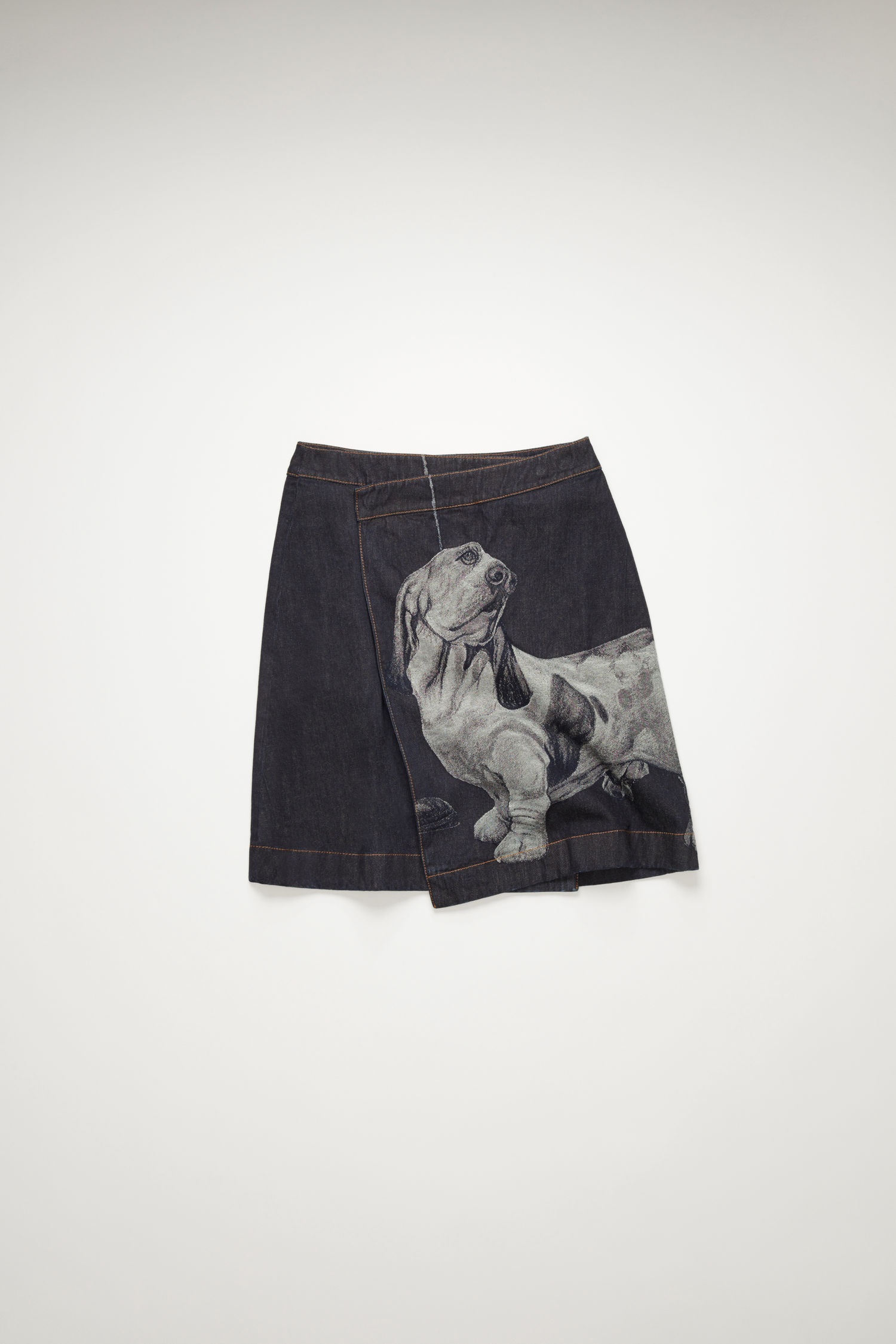 Dog-jacquard denim skirt indigo blue - 1