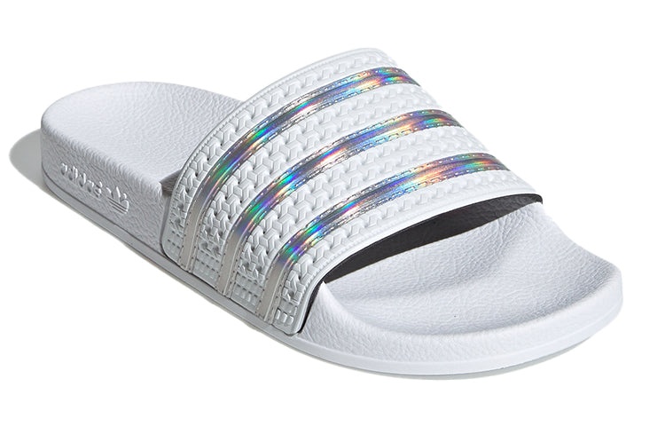(WMNS) adidas Adilette Slide 'White Iridescent' FV0041 - 4