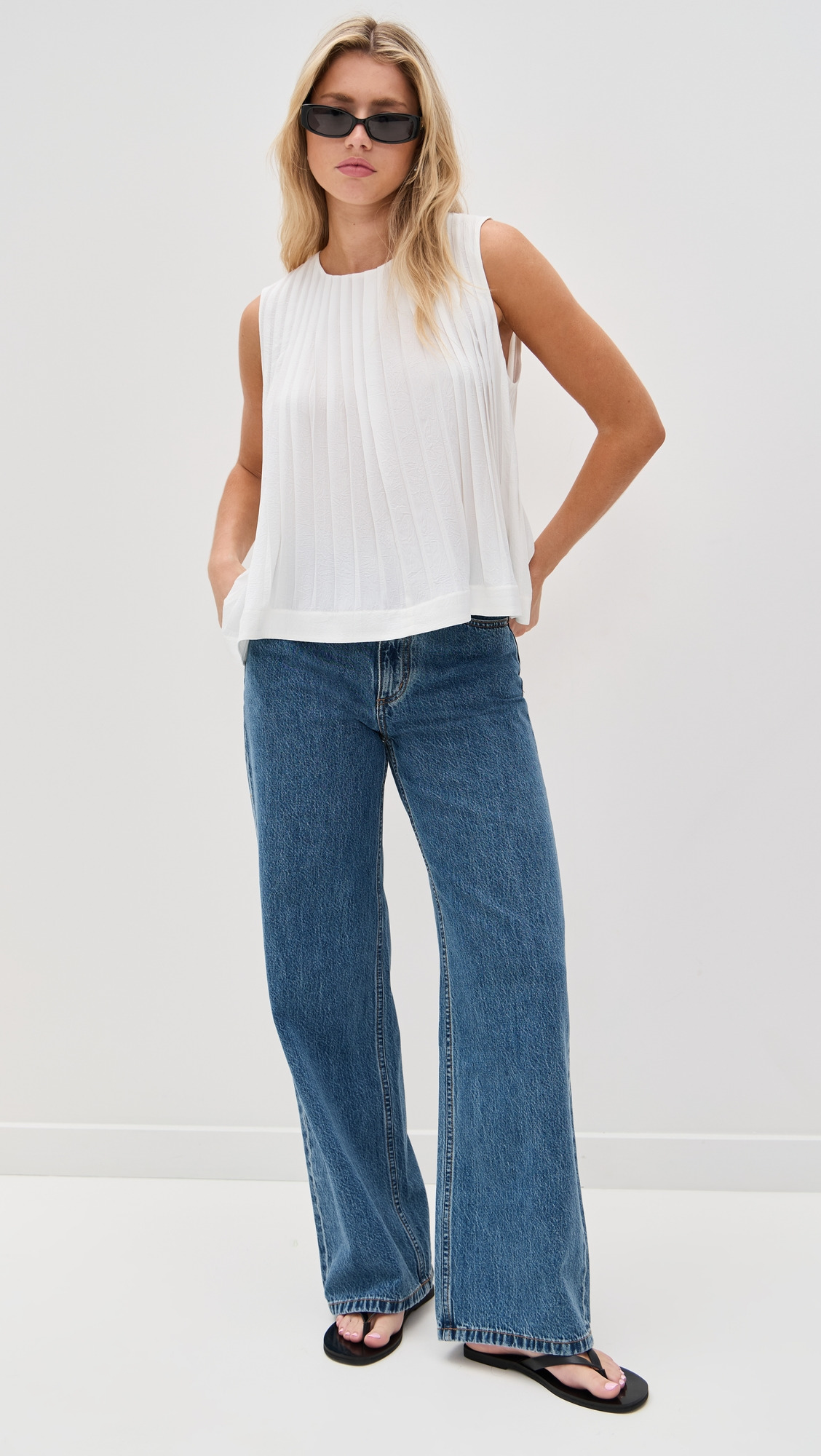Pleated A-Line Crew Neck Top - 4