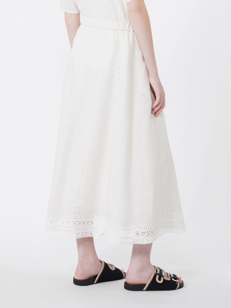 GERGO Linen skirt with à jour embroidery - ECRU 4