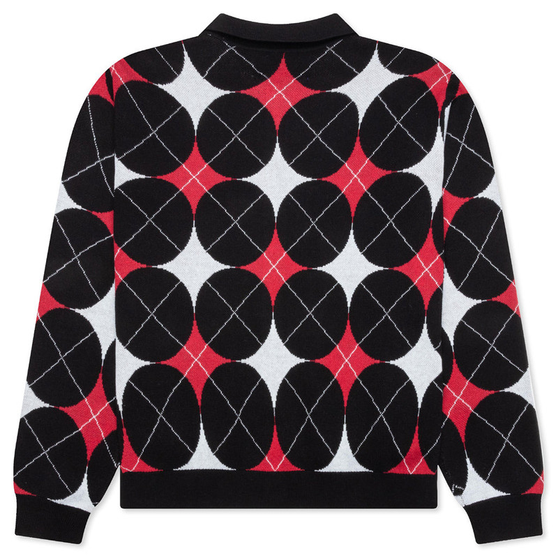 AWAKE NY ARGLYE KNIT CARDIGAN - BLACK outlook