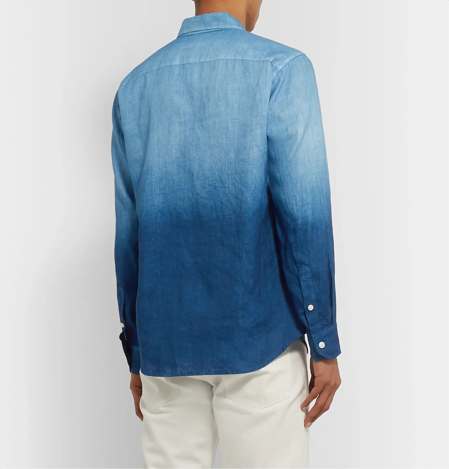 Slim-Fit Indigo-Dyed Two-Tone Linen-Chambray Shirt - 4