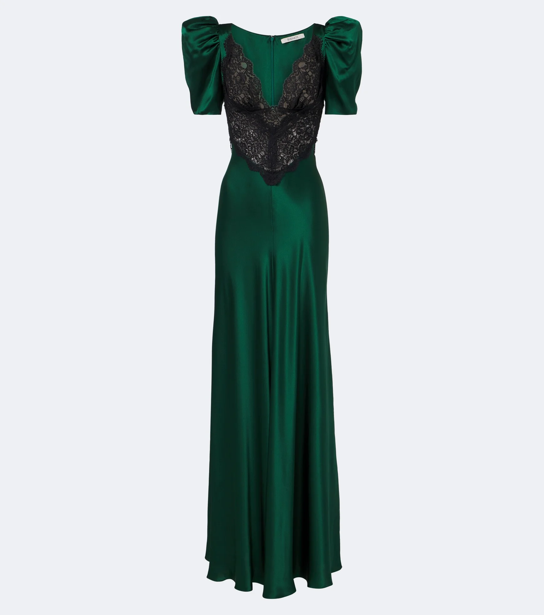 Lace-trimmed silk satin gown - 1