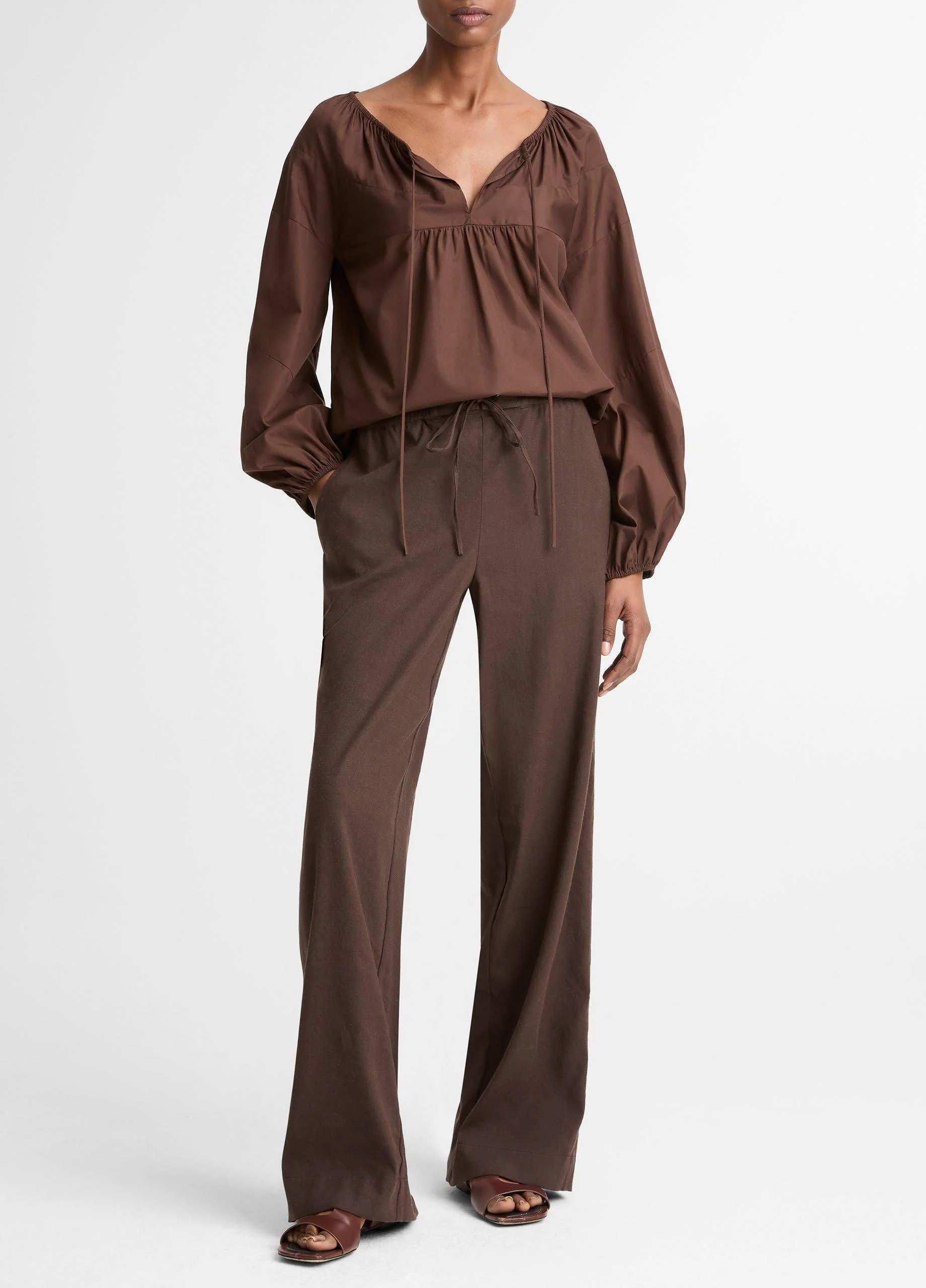 Linen-Blend Drawstring Pant - 1