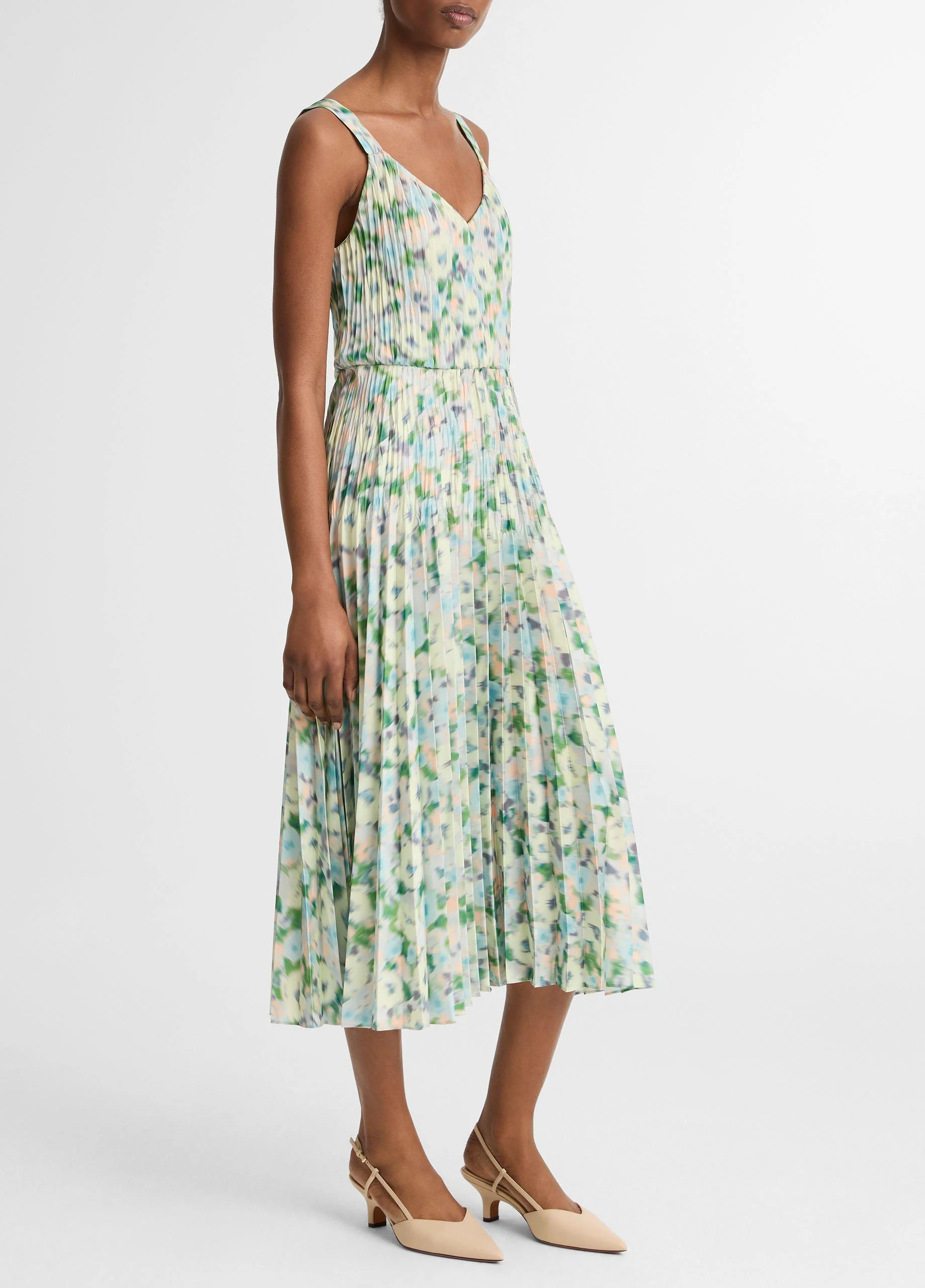 Painted Garden Pleated Slip Dress - 1