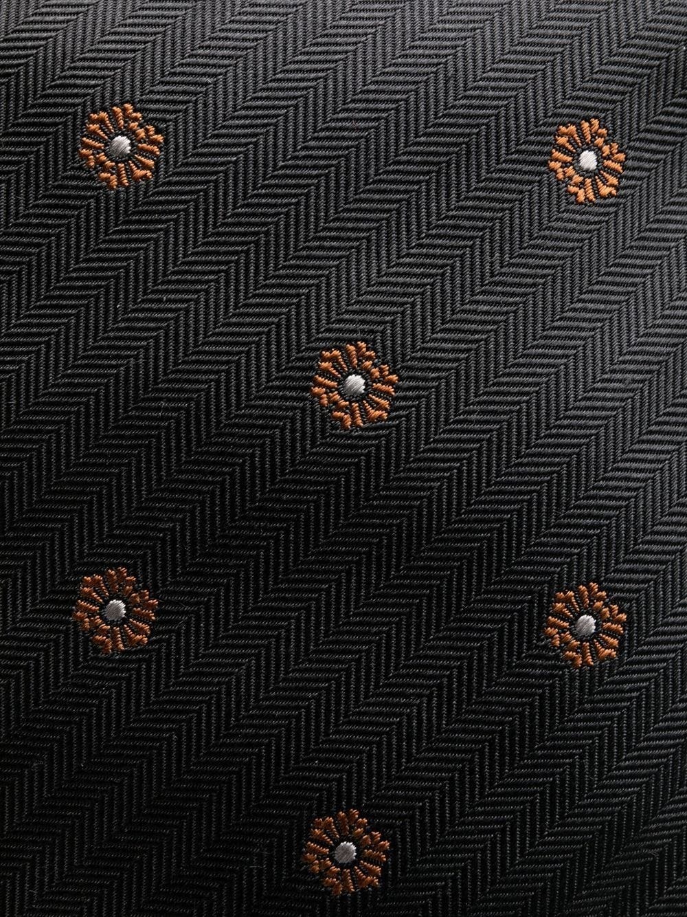 floral-embroidered silk tie - 2