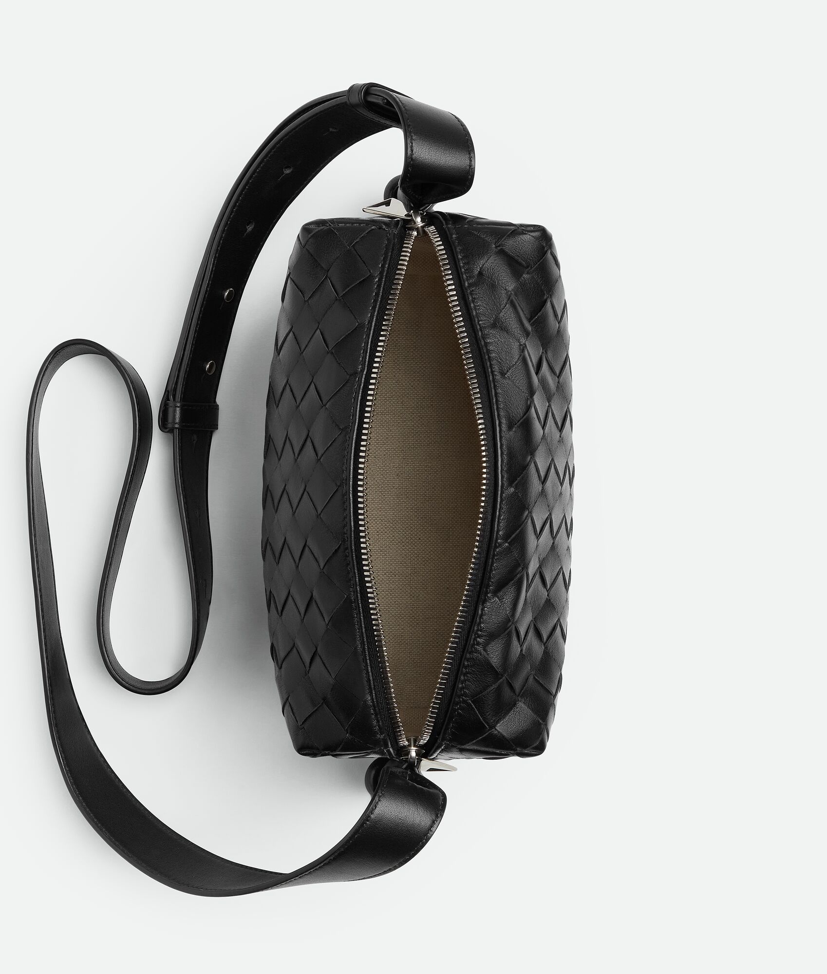 Bottega Veneta Leather Intrecciato Loop Cross-body Bag - Grey - One Size