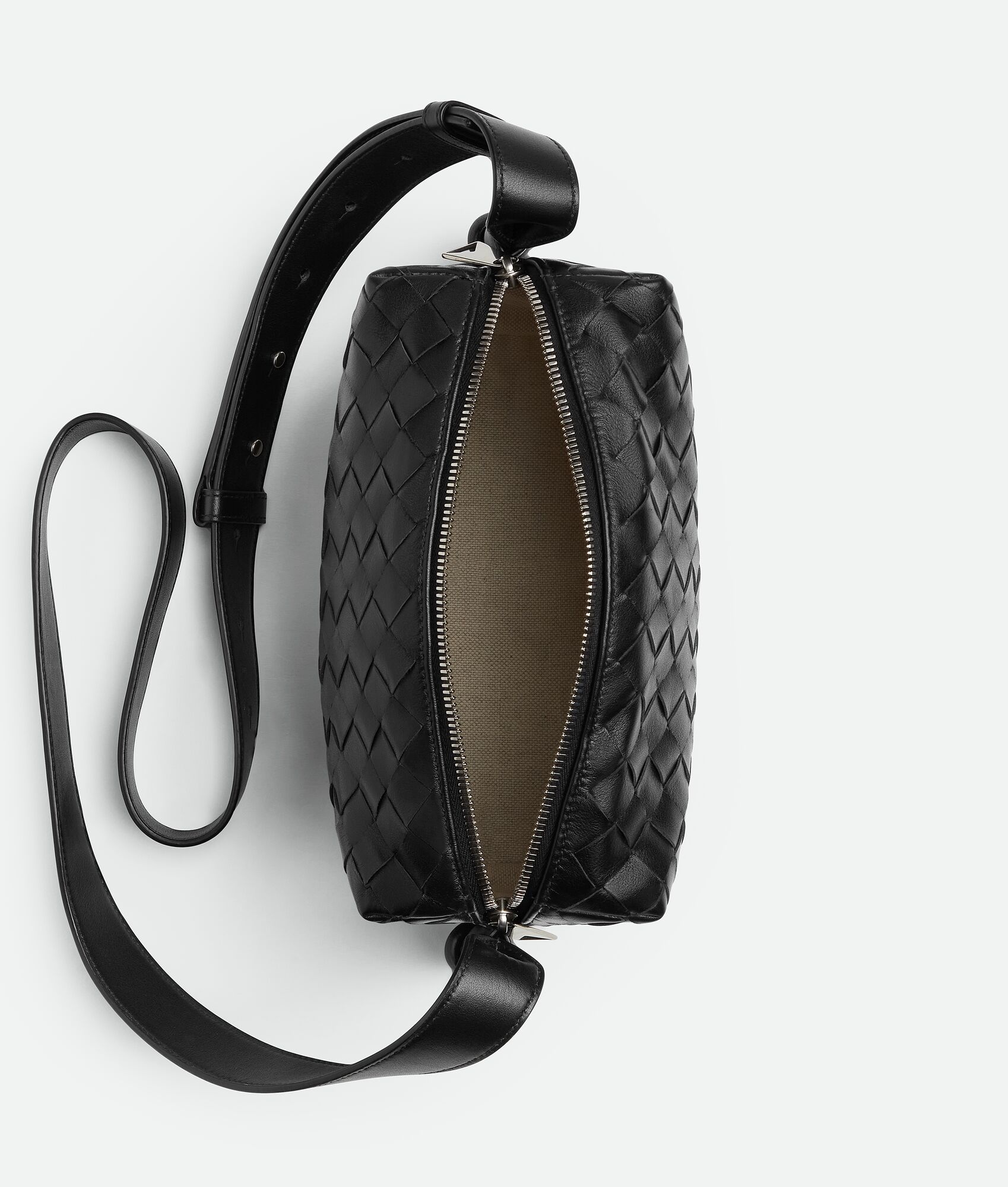 Silver Loop mini Intrecciato-leather cross-body bag, Bottega Veneta