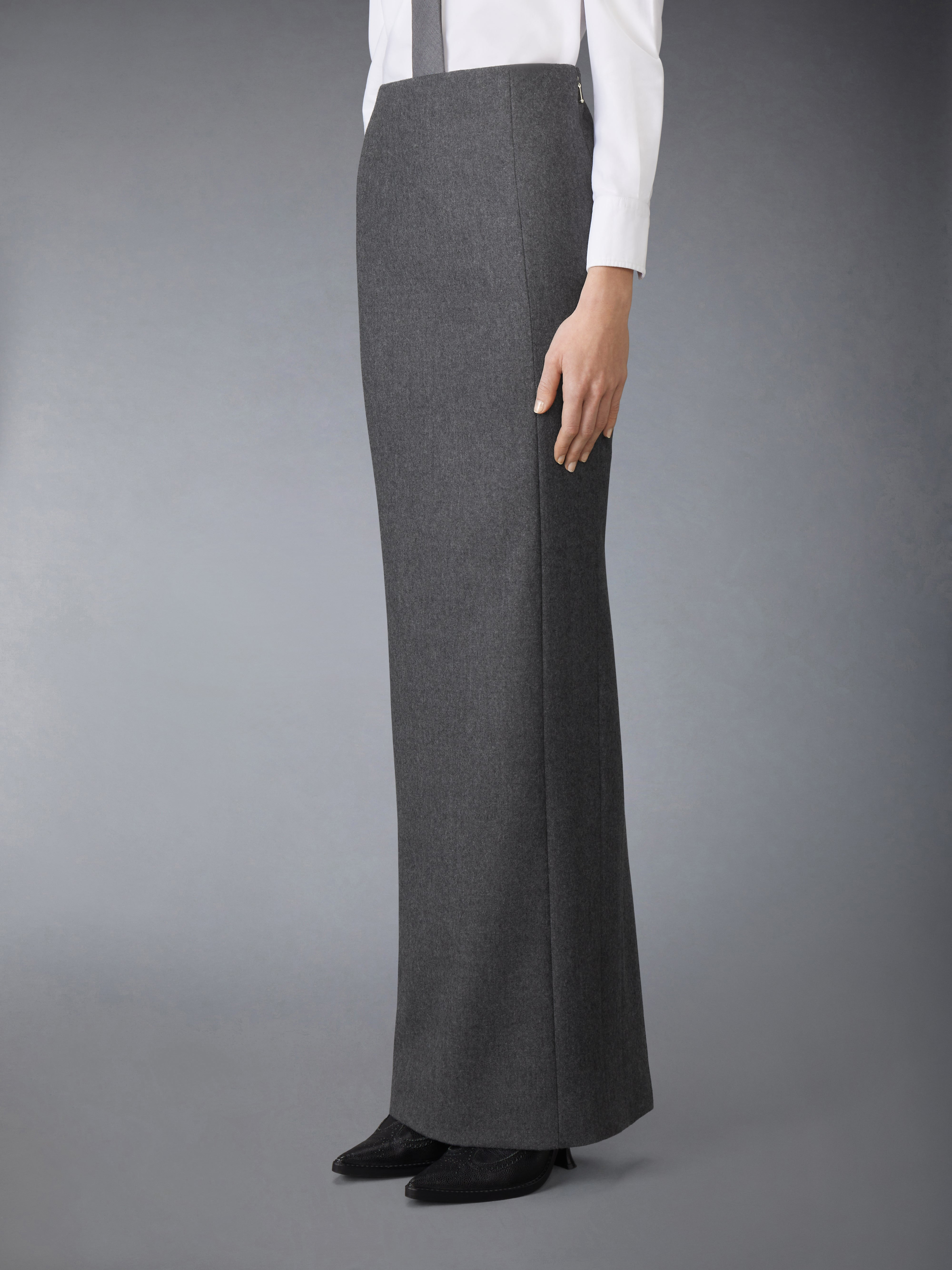 SOLID WOOL FLANNEL PENCIL SKIRT - 3