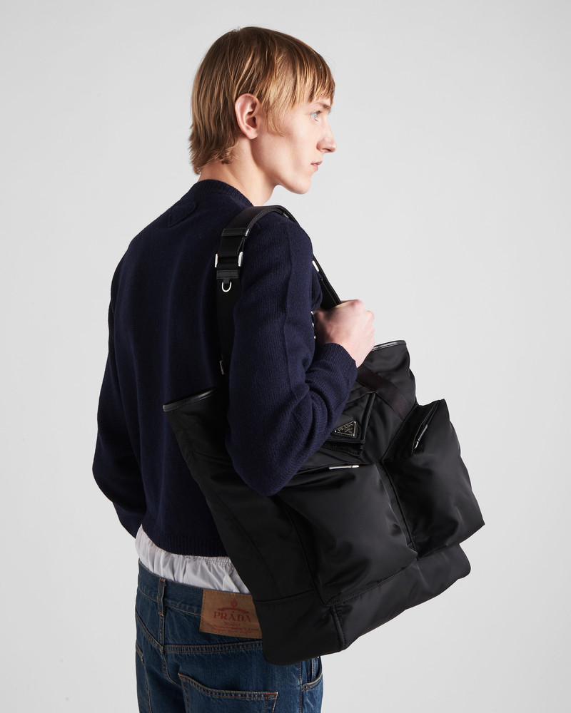 Re-Nylon and leather tote bag 8