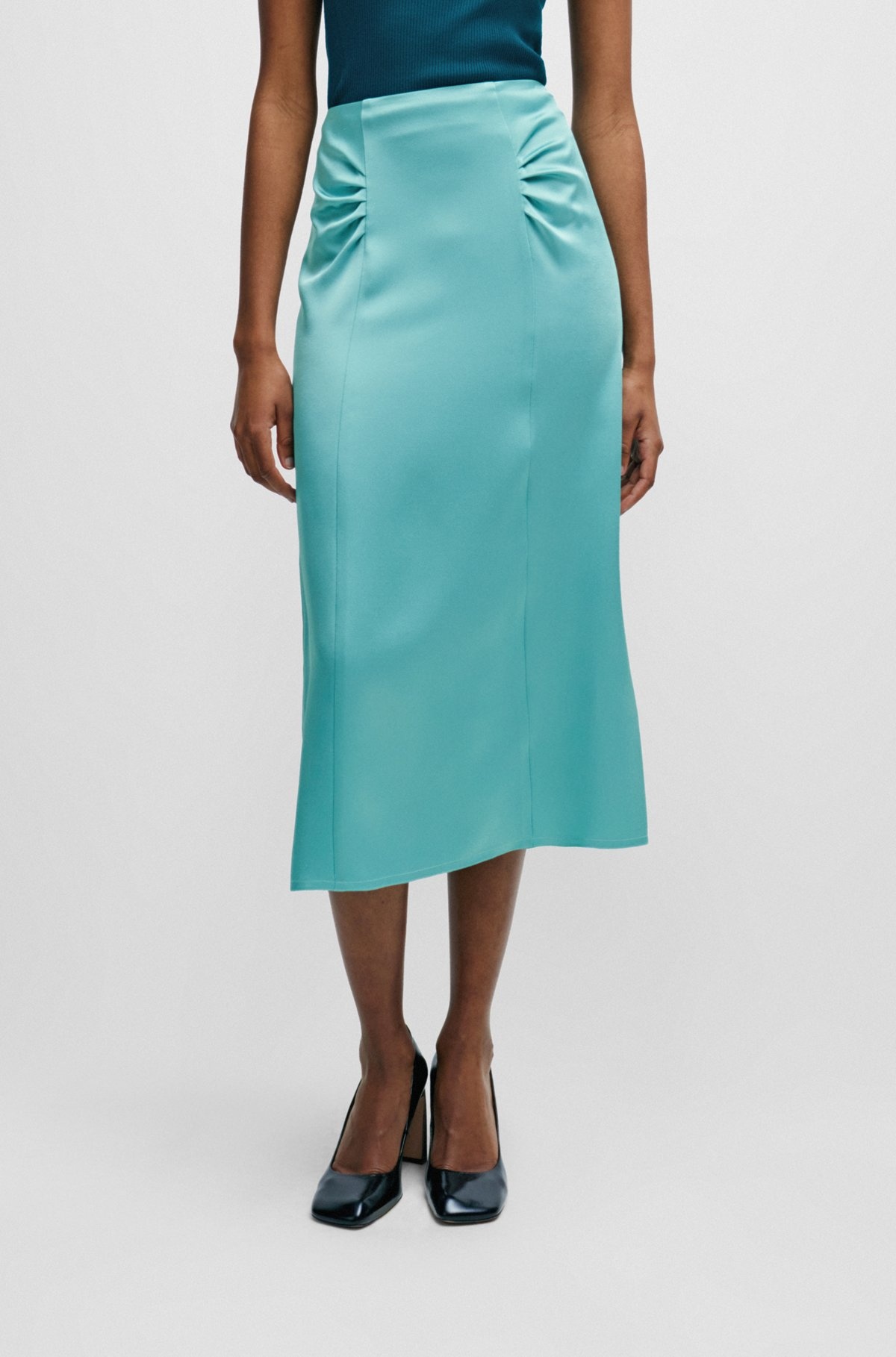 HIGH-WAISTED A-LINE SKIRT WITH GATHERED DETAILS - 2