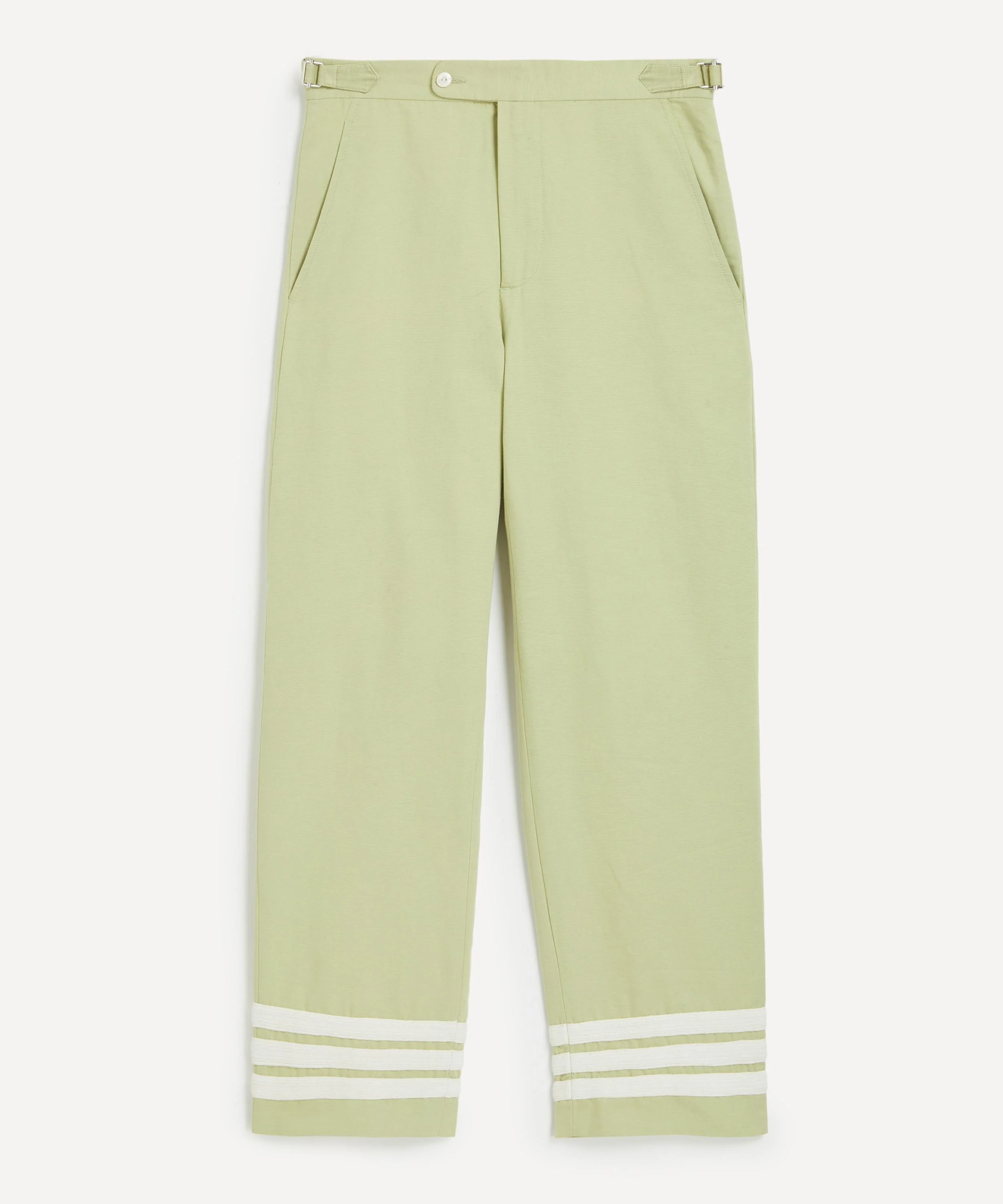 Green-Cream Tri-Stripe Trousers - 1