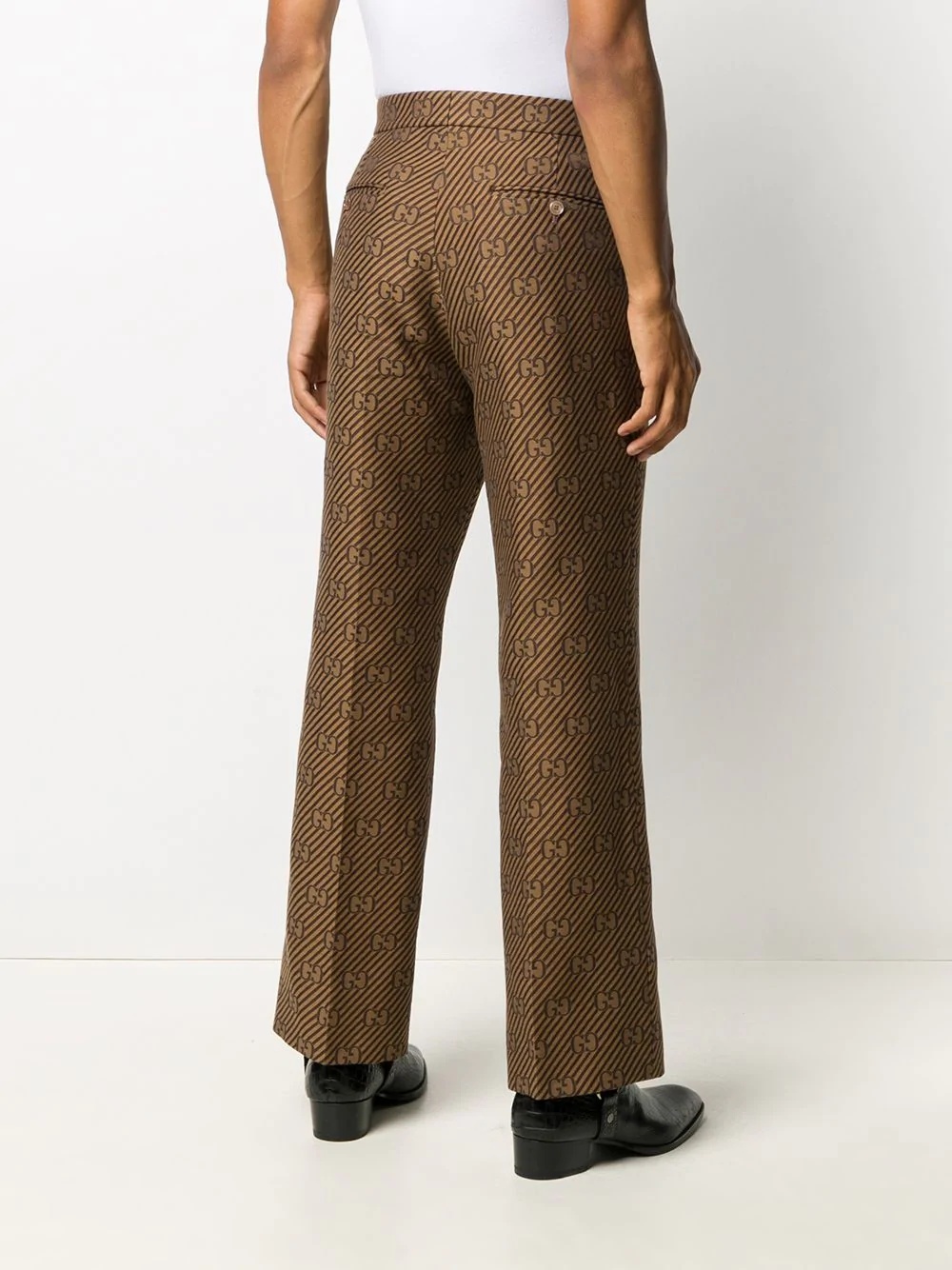 logo-print striped trousers - 4