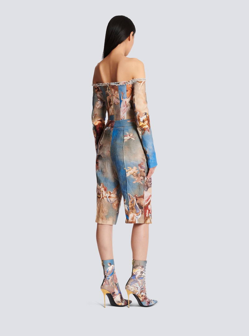 Sky printed canvas Bermuda shorts 4