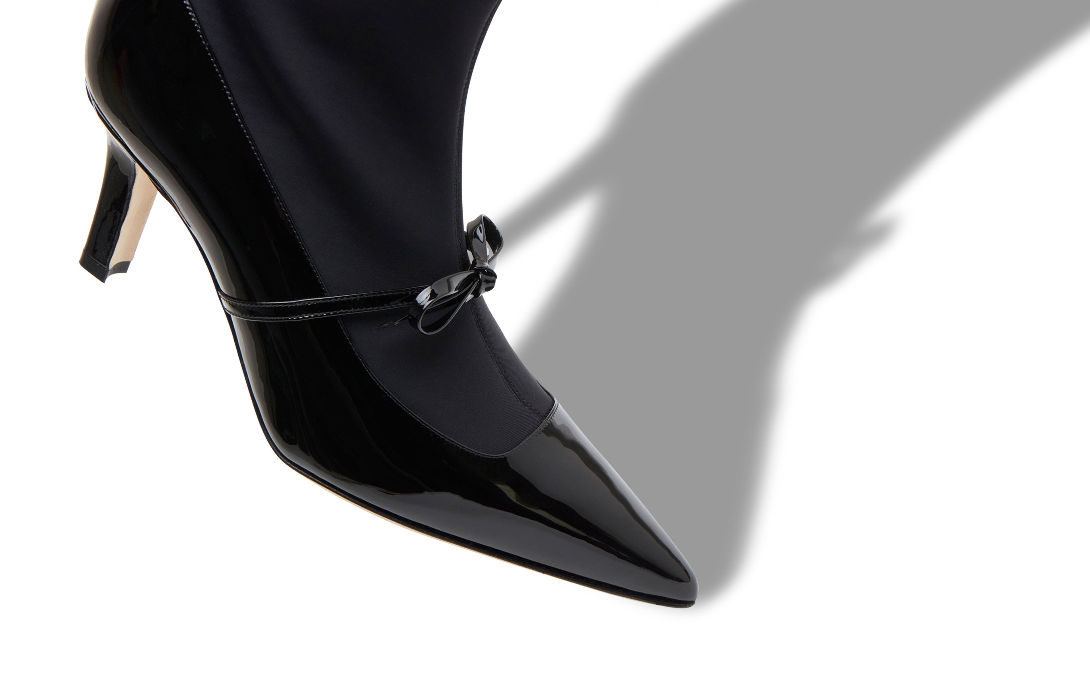 Black Patent Leather Ankle Shoe Boots - 4